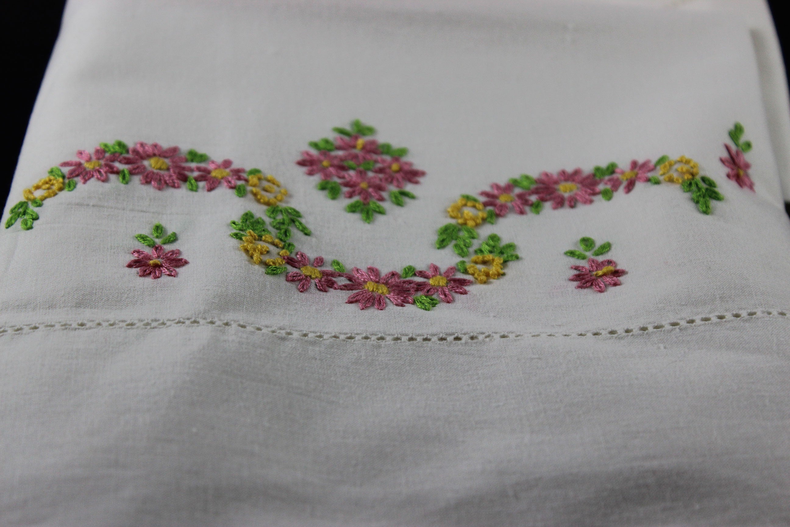 Hand Embroidered Floral Pillowcases
