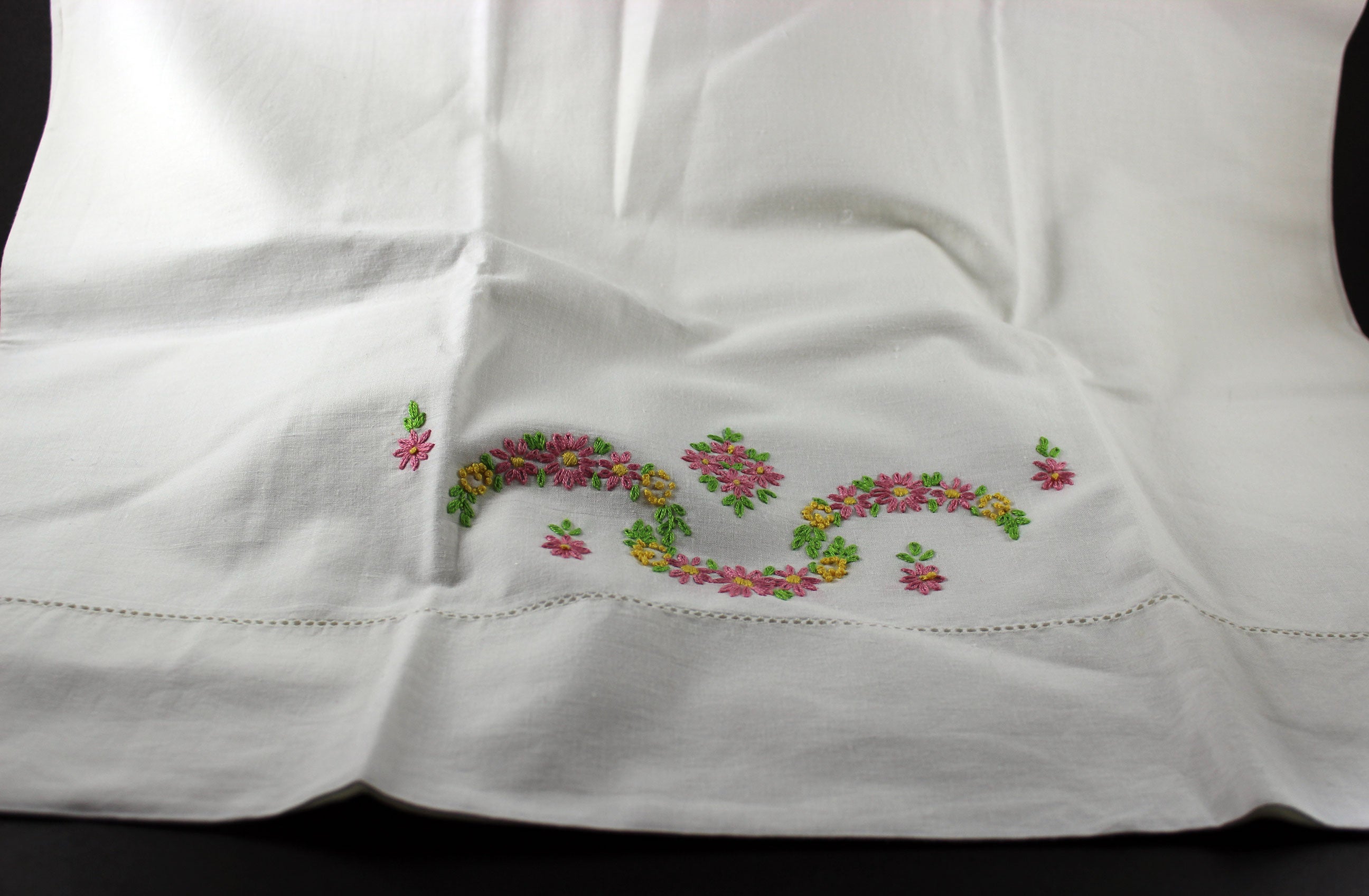 Hand Embroidered Floral Pillowcases