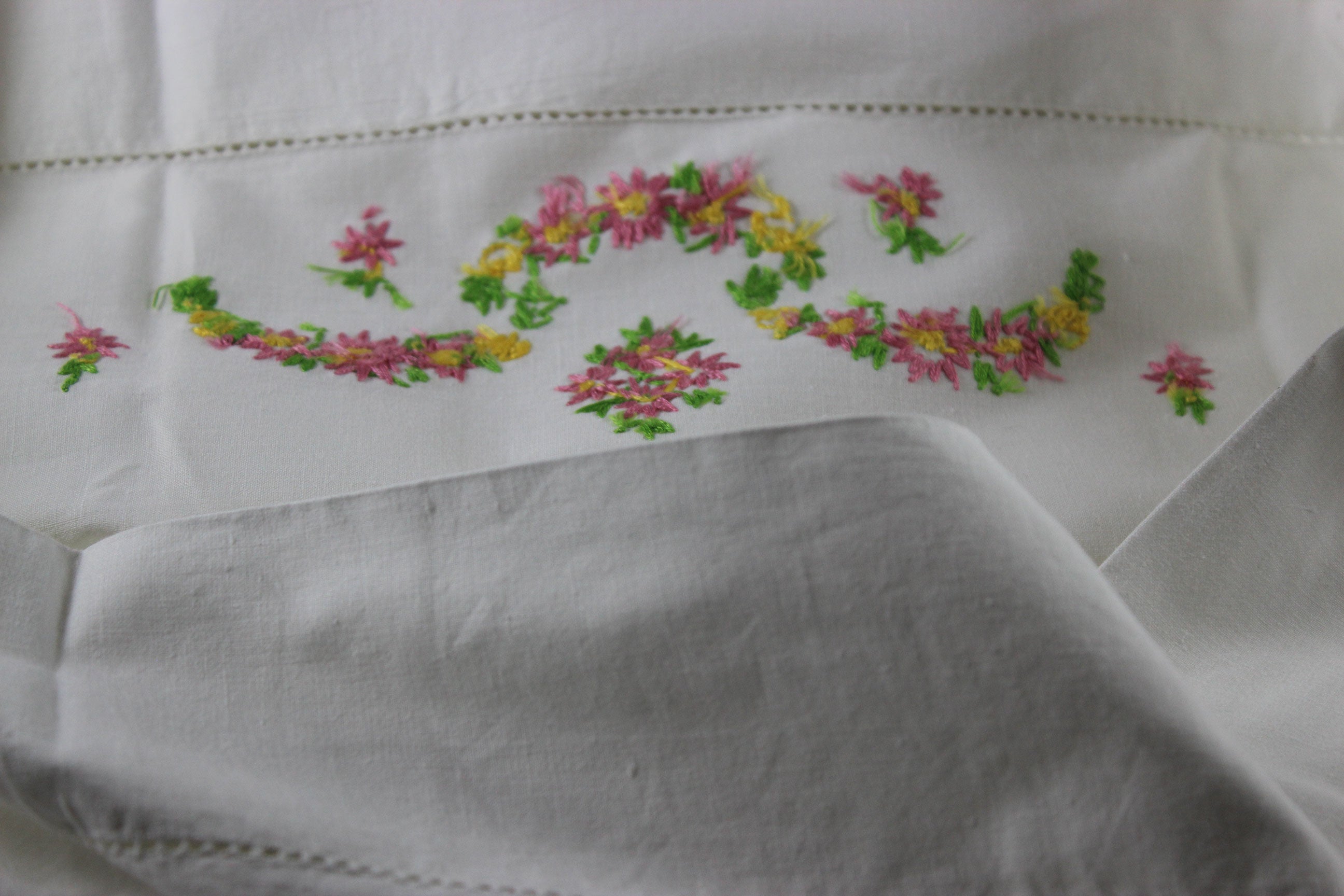 Hand Embroidered Floral Pillowcases