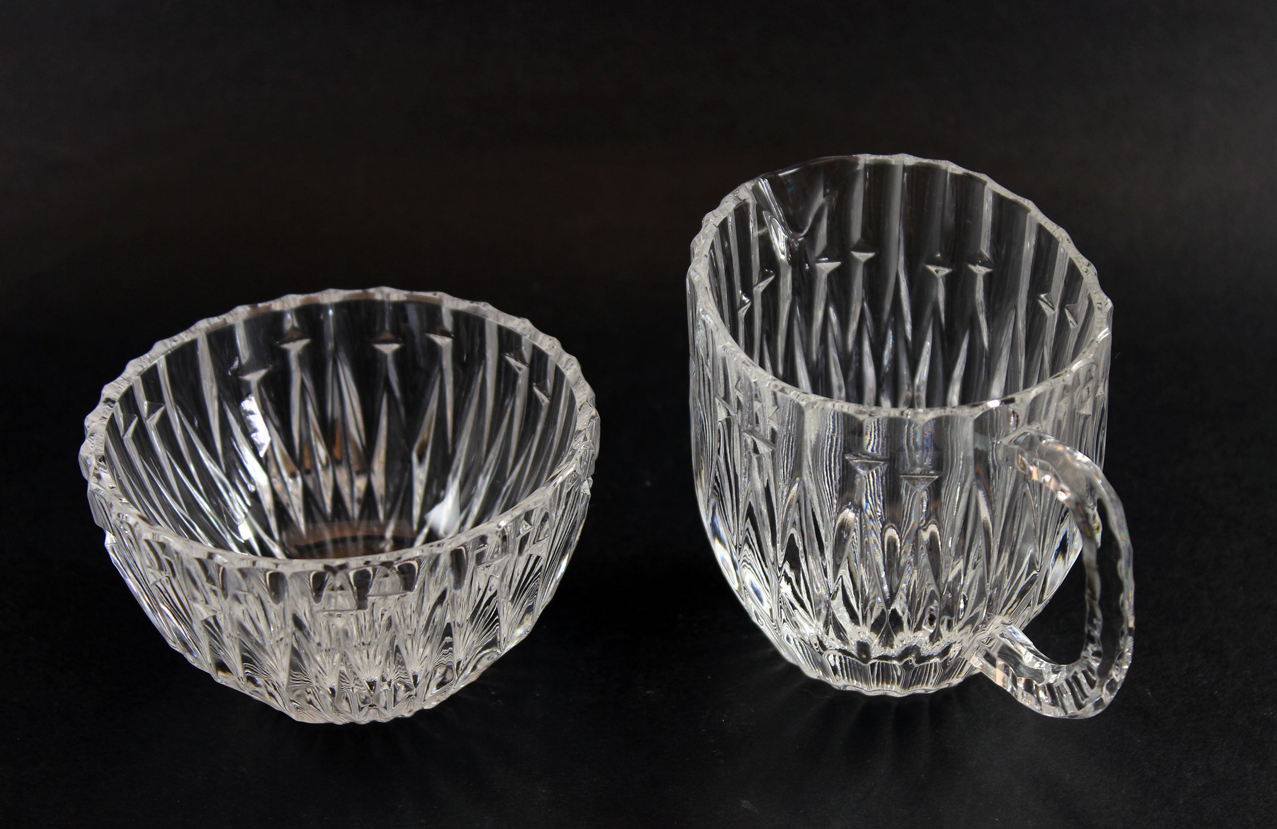Princess House Crystal, Highlights Pattern, Bowl, Creamer and Sugar Bowl