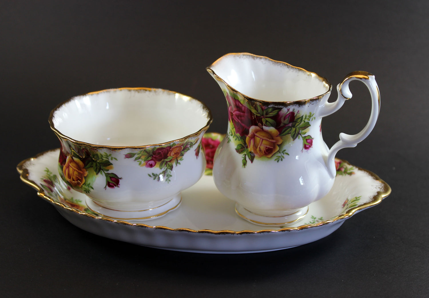 Royal Albert, Old Country Roses, Creamer, Open Sugar and Tray