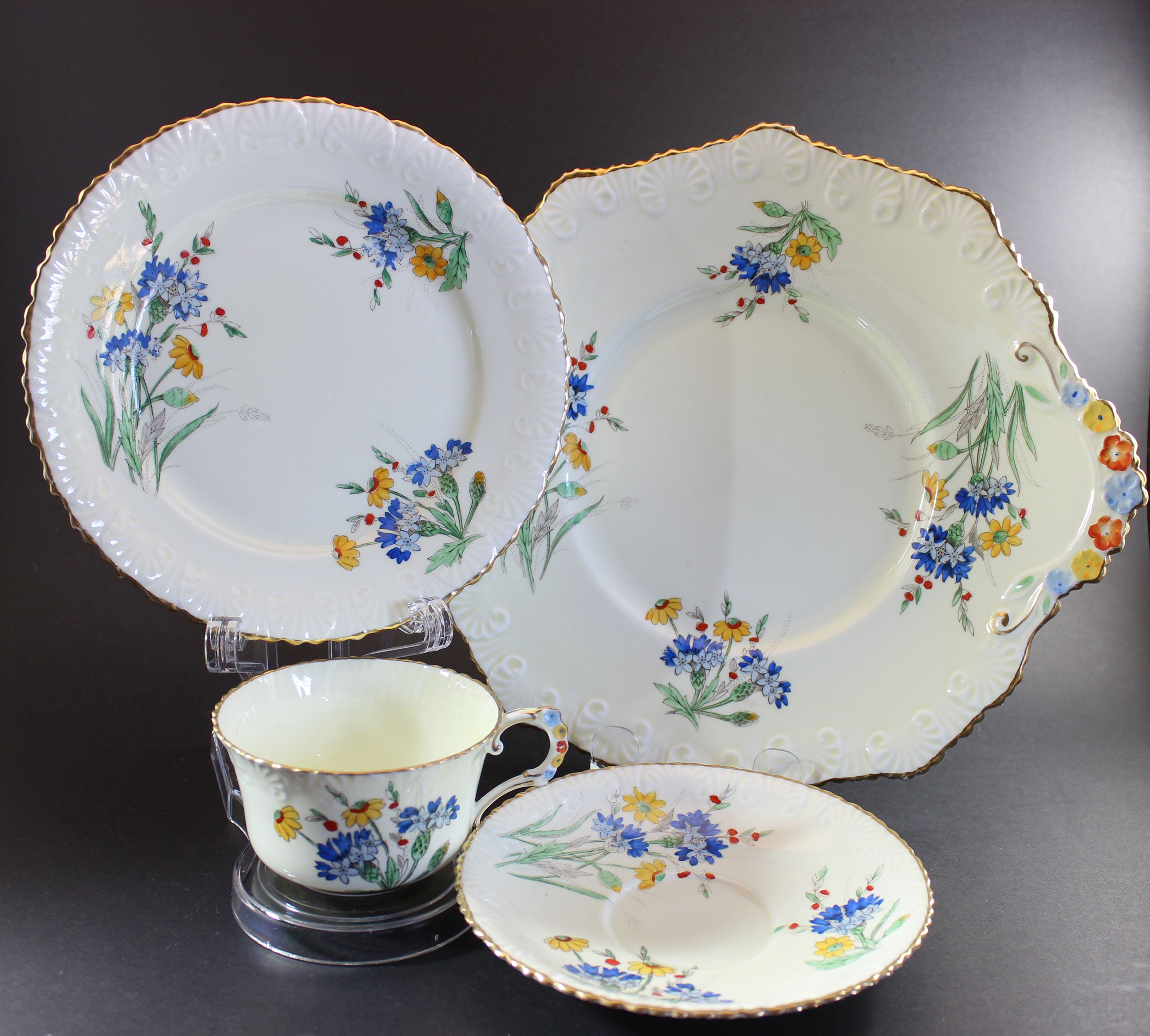 Royal Stafford China, Primrose Dell, Tea Trios with Cake Serving Plate
