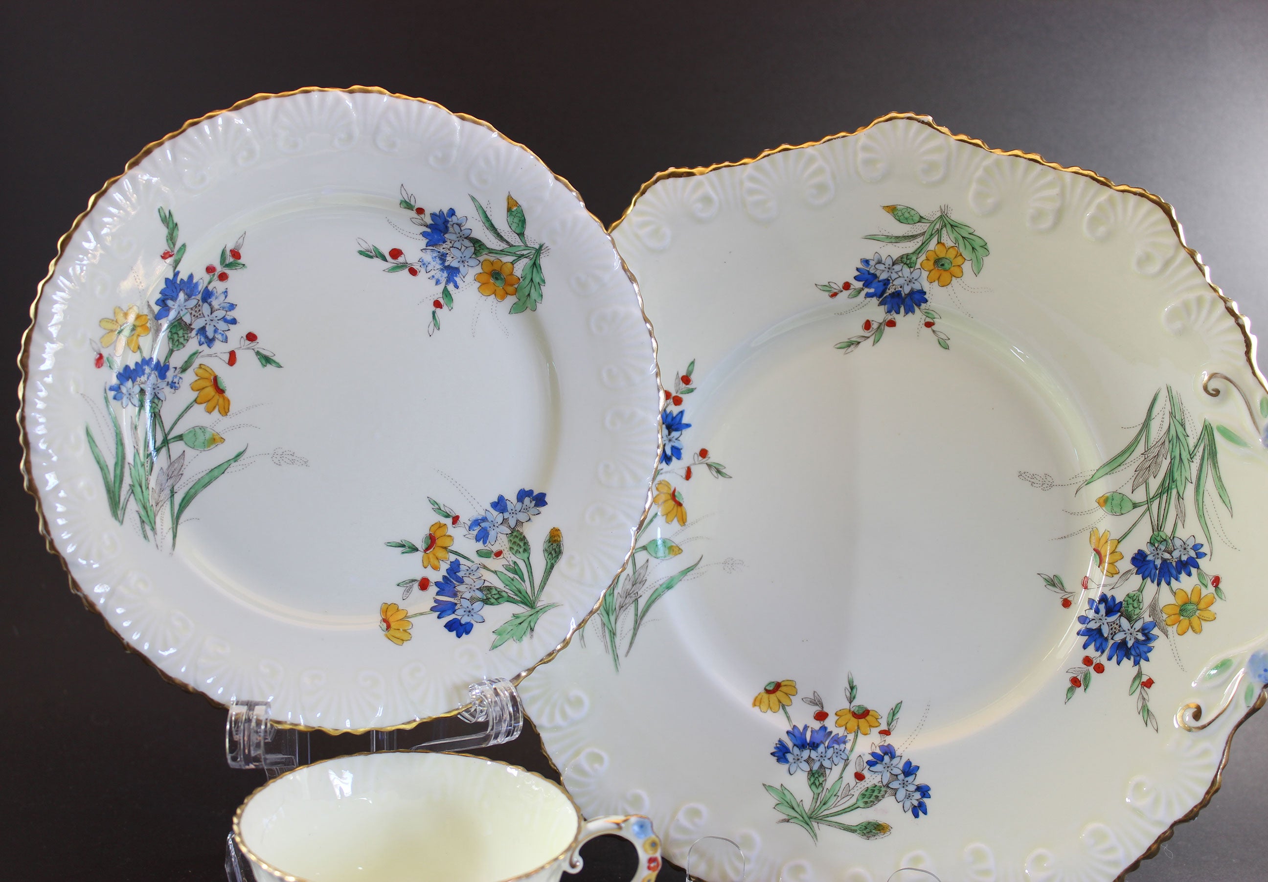 Royal Stafford China, Primrose Dell, Tea Trios with Cake Serving Plate