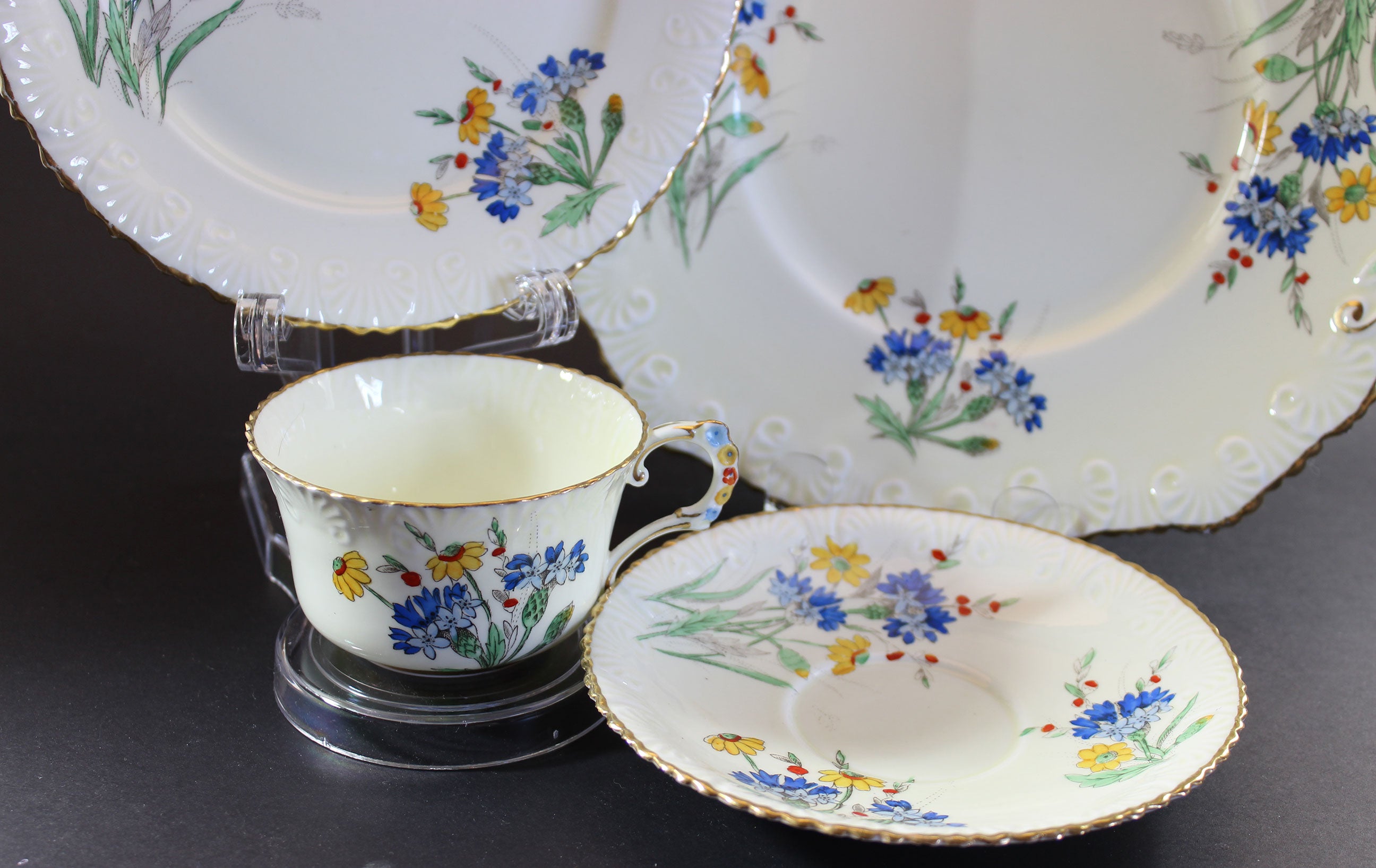 Royal Stafford China, Primrose Dell, Tea Trios with Cake Serving Plate