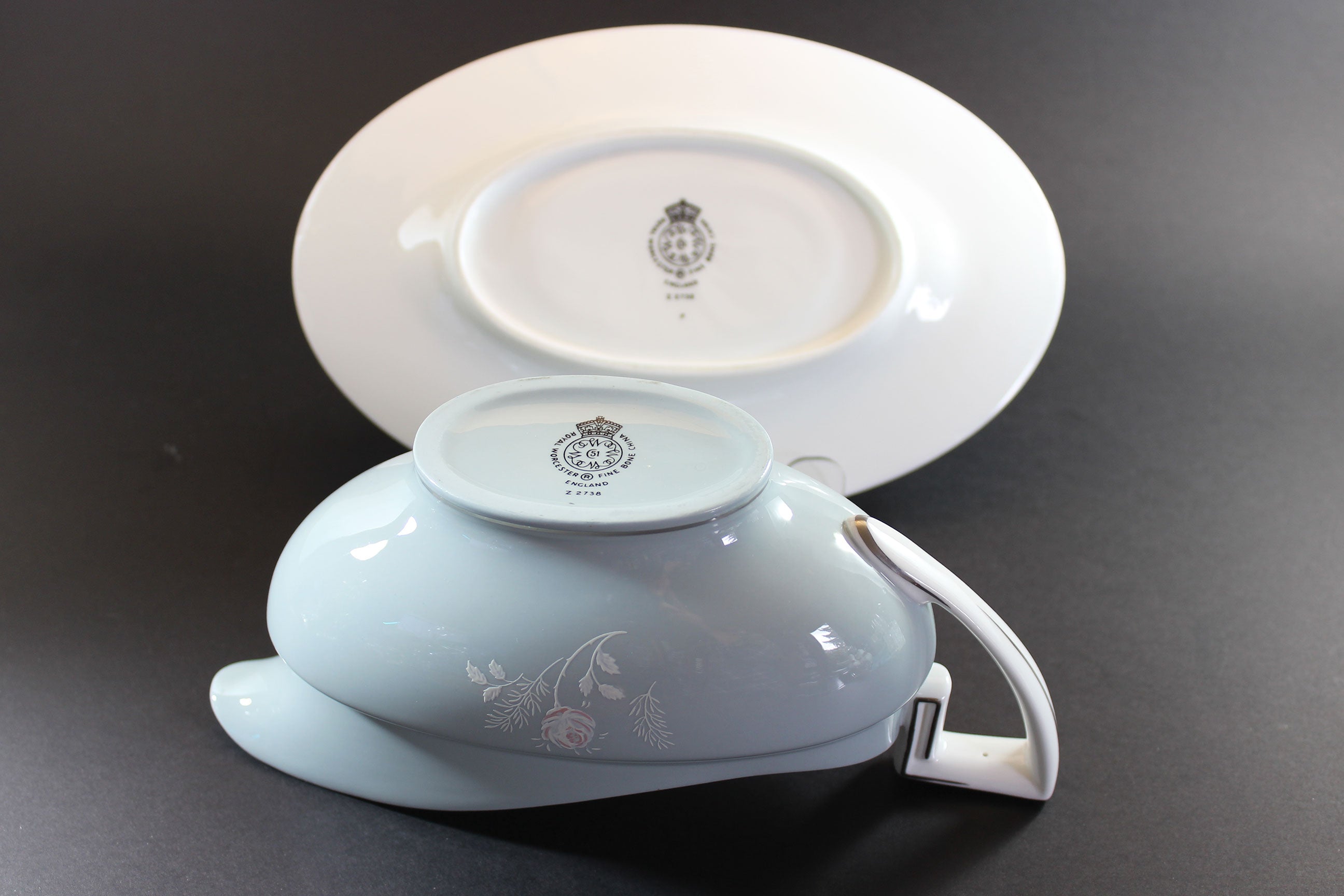 Royal Worcester, Bridal Rose, Gravy Boat and Under Plate