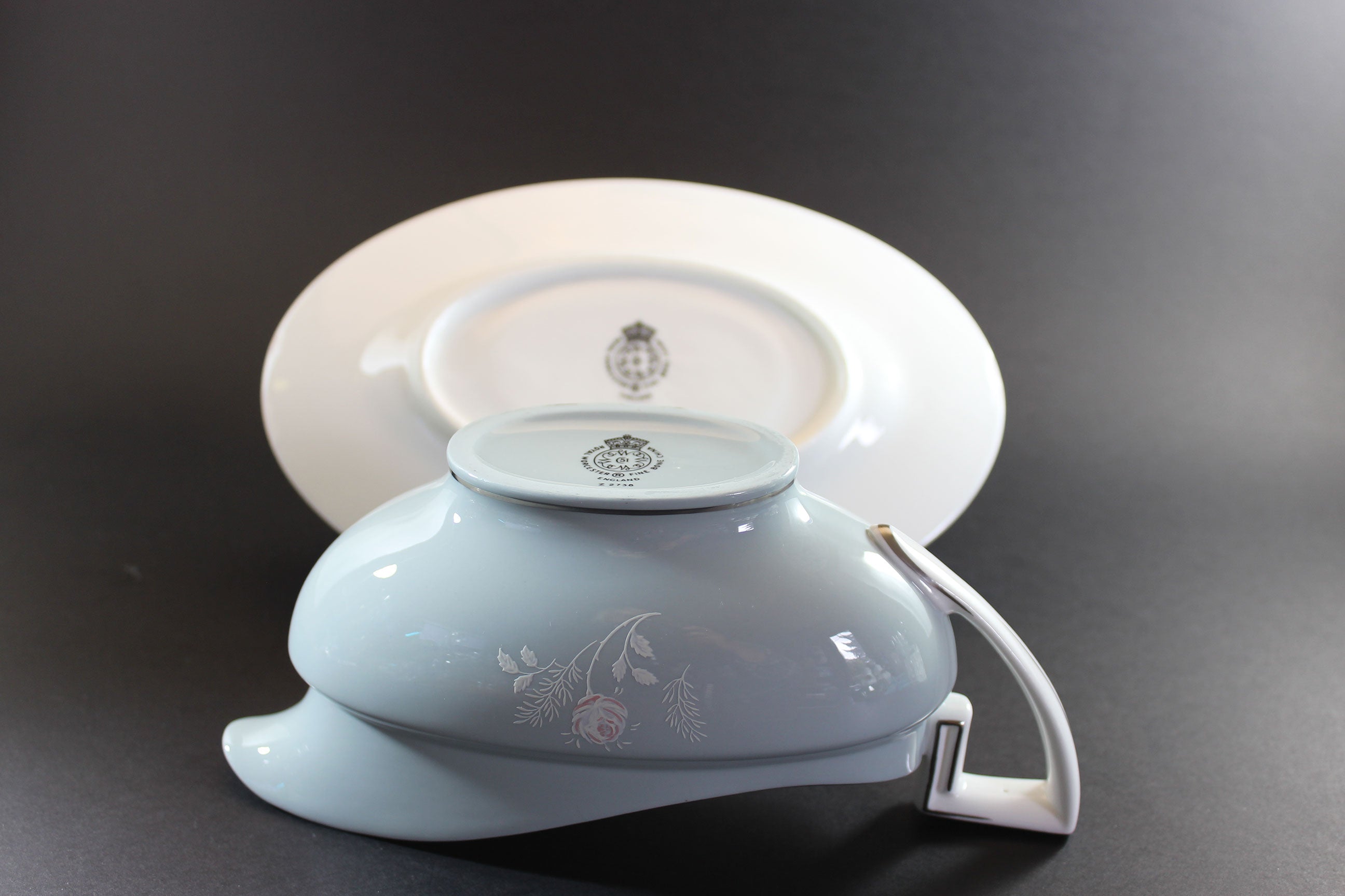 Royal Worcester, Bridal Rose, Gravy Boat and Under Plate
