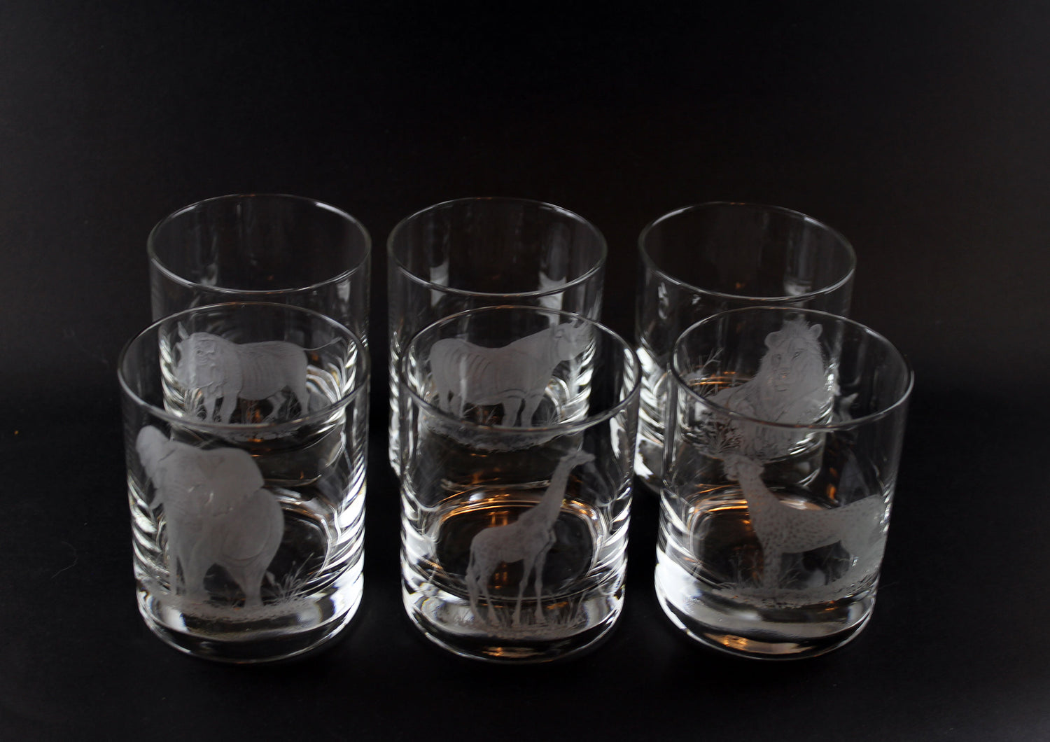 Safari Big Game Low Ball or Old Fashioned Glasses
