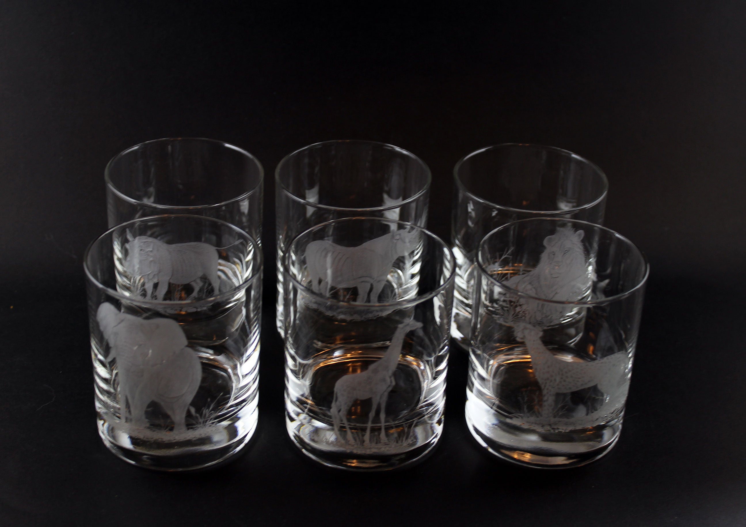 Safari Big Game Low Ball or Old Fashioned Glasses
