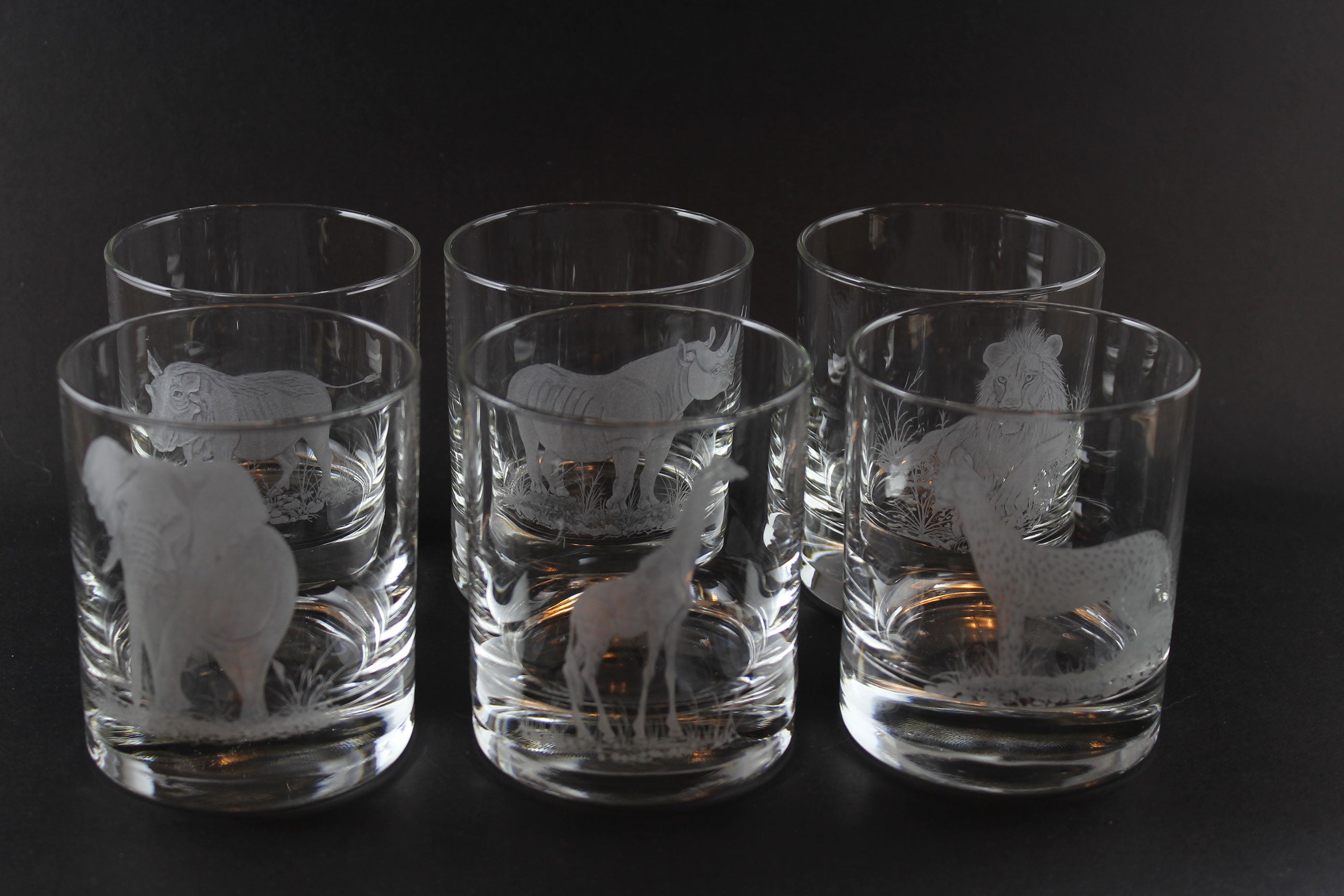 Safari Big Game Low Ball or Old Fashioned Glasses
