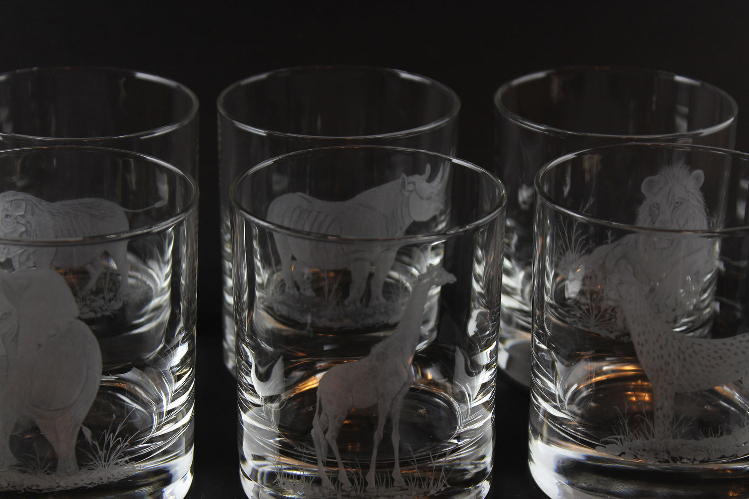 Safari Big Game Low Ball or Old Fashioned Glasses