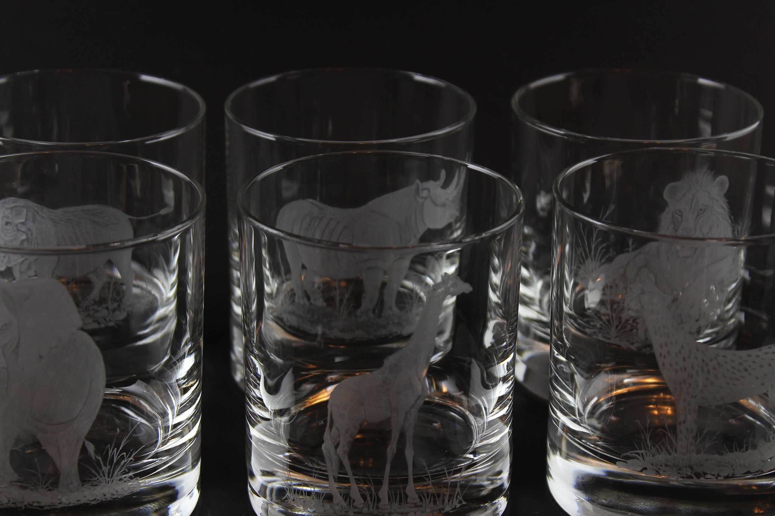 Safari Big Game Low Ball or Old Fashioned Glasses