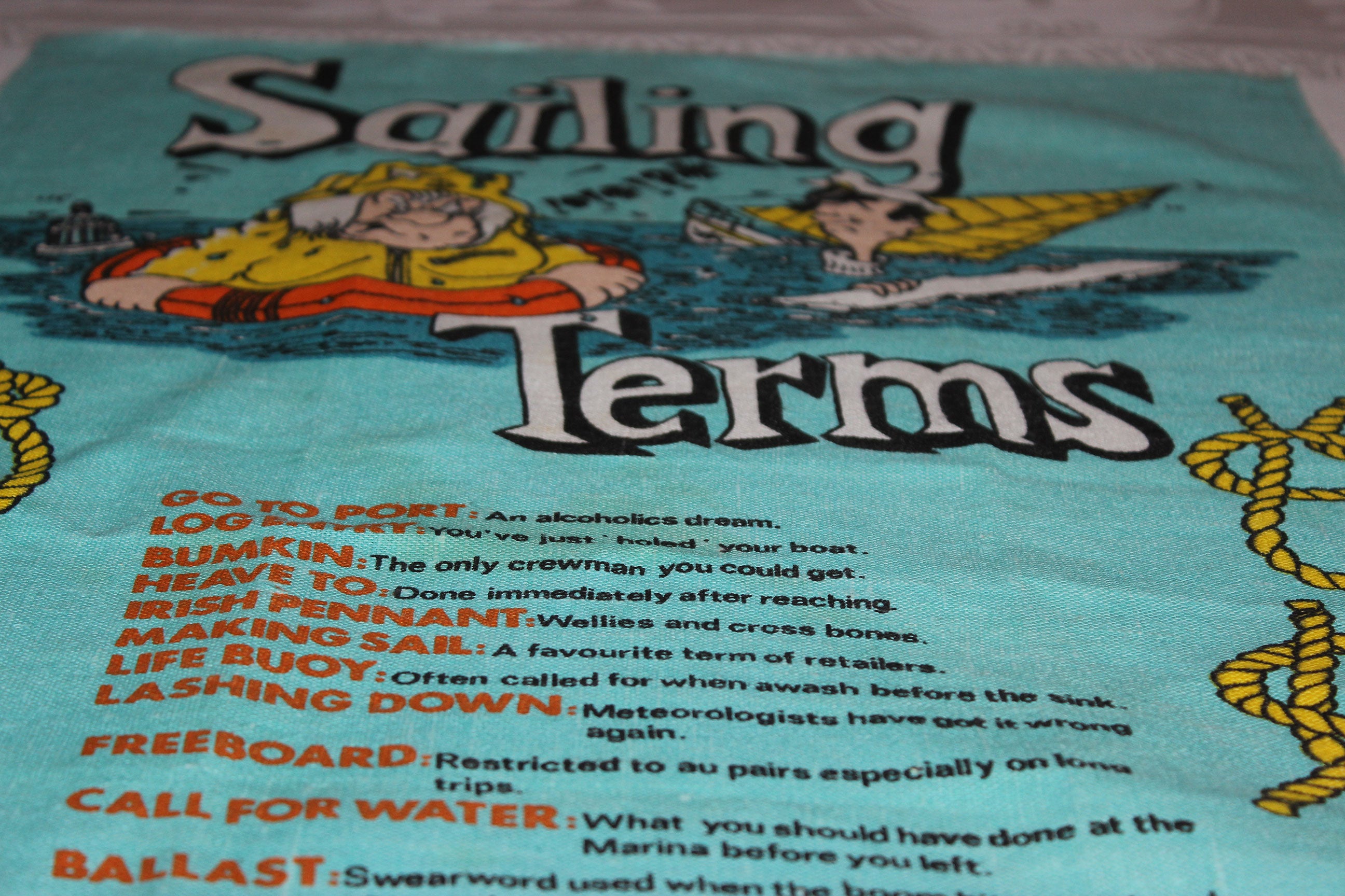 Souvenir Linen Tea Towel, Sailing Terms