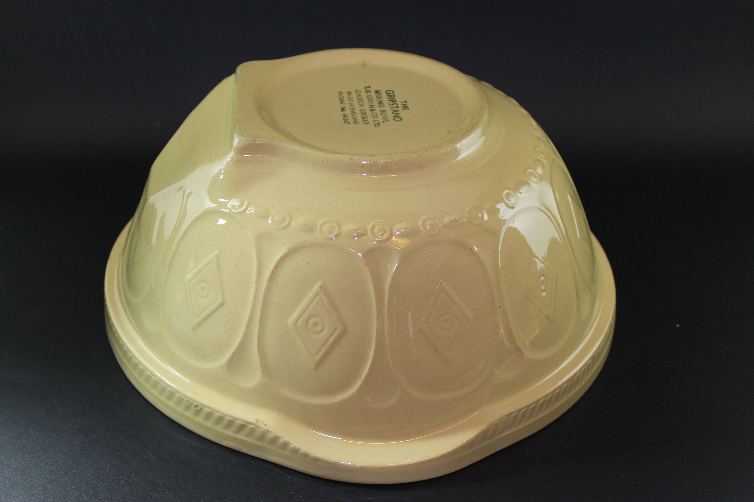 T. G. Green, Vintage Yellow Ware Gripstand Mixing Bowl, 10 Inch