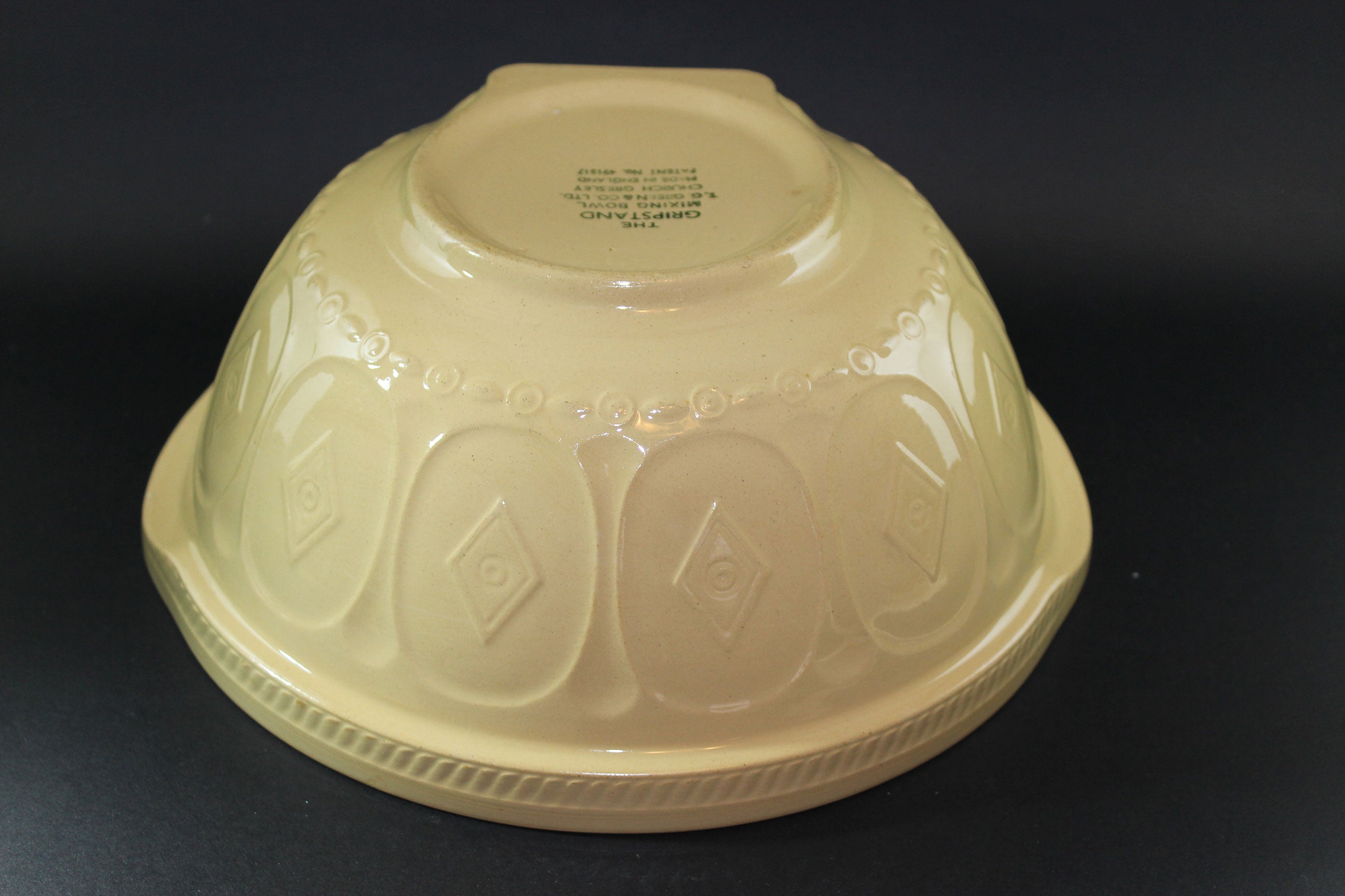 T. G. Green, Vintage Yellow Ware Gripstand Mixing Bowl, 10 Inch