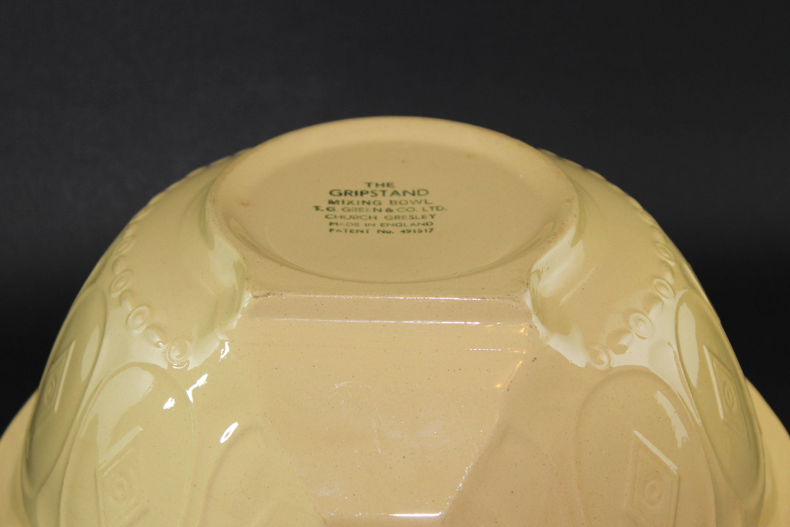 T. G. Green, Vintage Yellow Ware Gripstand Mixing Bowl, 10 Inch