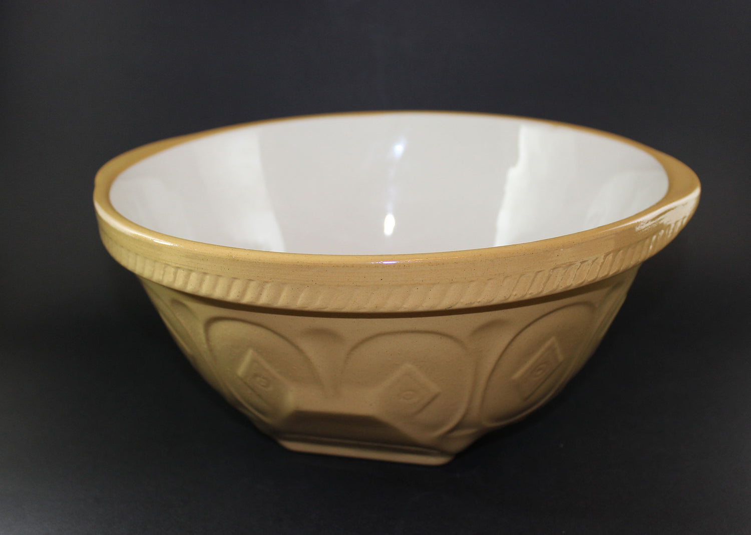 T. G. Green, Vintage Yellow Ware Gripstand Mixing Bowl, 11 Inch