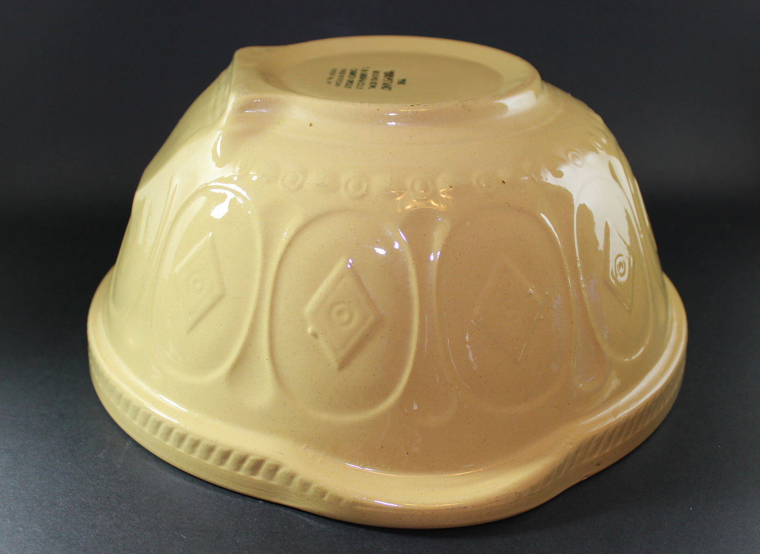 T. G. Green, Vintage Yellow Ware Gripstand Mixing Bowl, 11 Inch