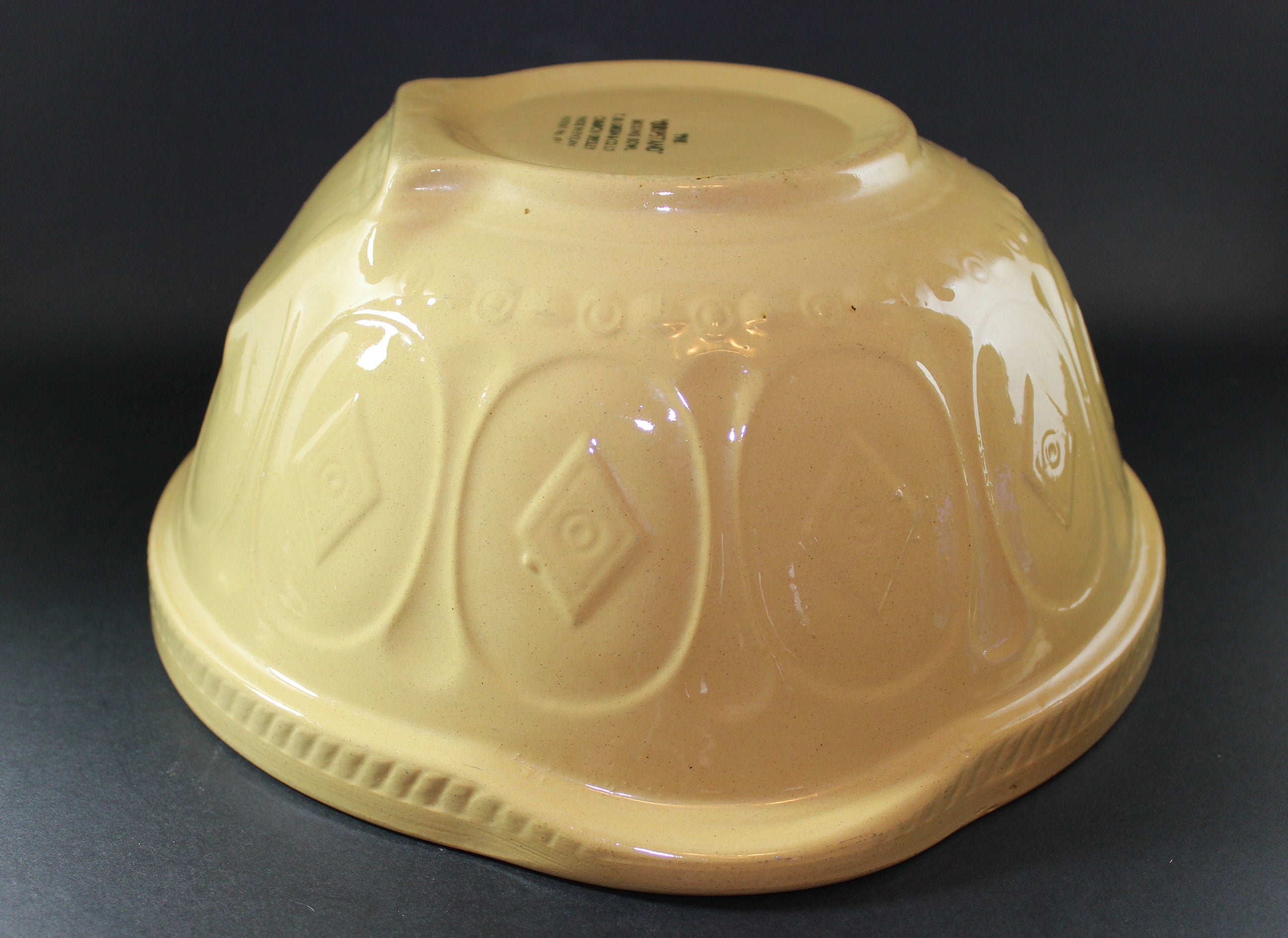 T. G. Green, Vintage Yellow Ware Gripstand Mixing Bowl, 11 Inch