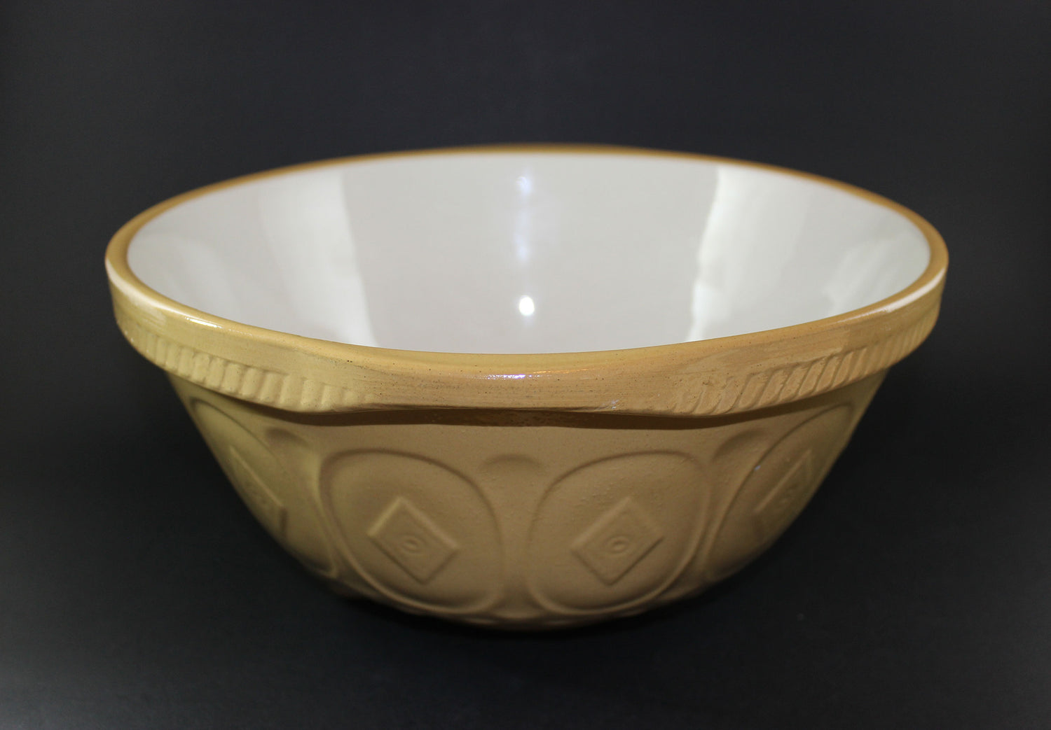 T. G. Green, Vintage Yellow Ware Gripstand Mixing Bowl, 11 Inch