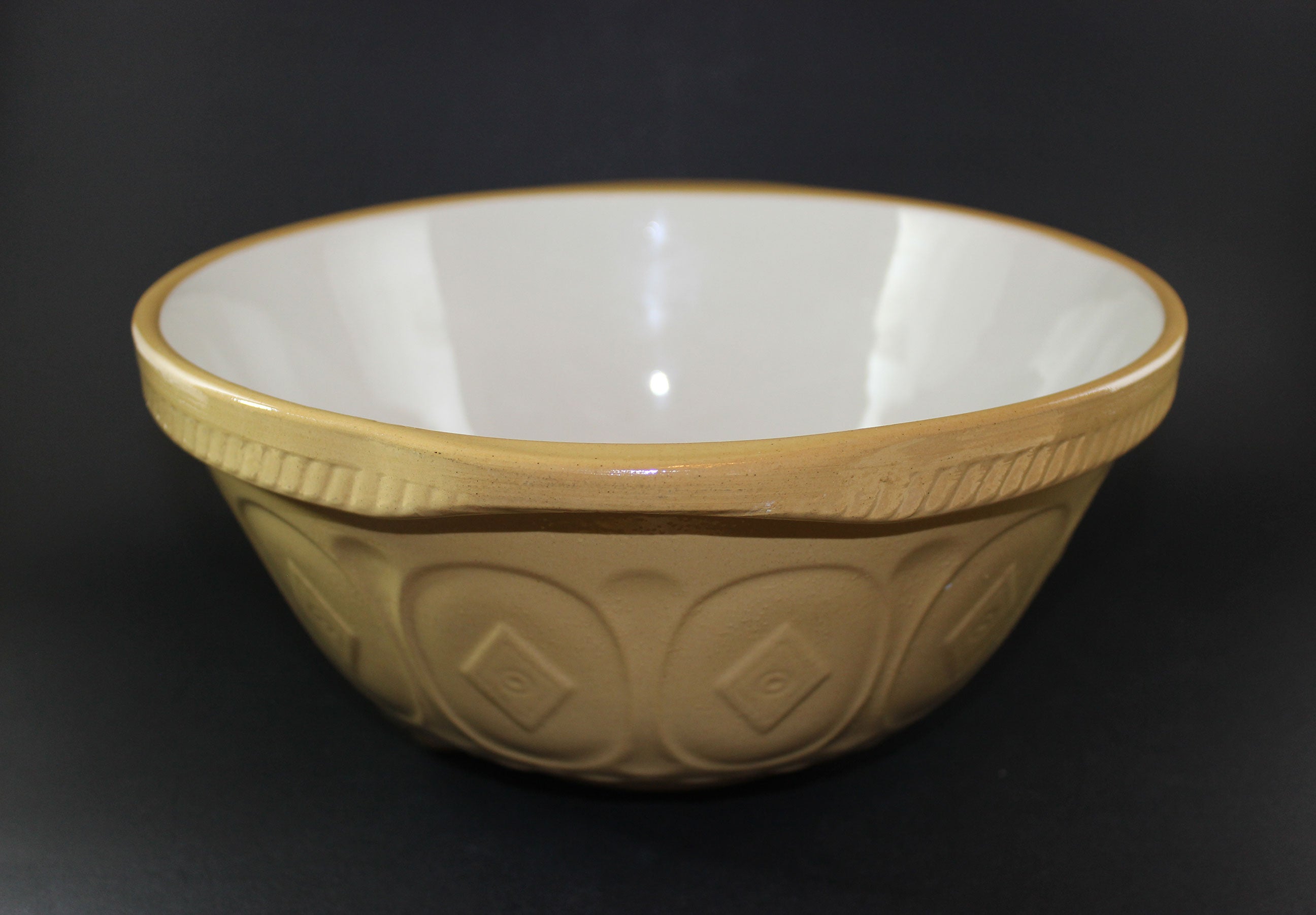 T. G. Green, Vintage Yellow Ware Gripstand Mixing Bowl, 11 Inch