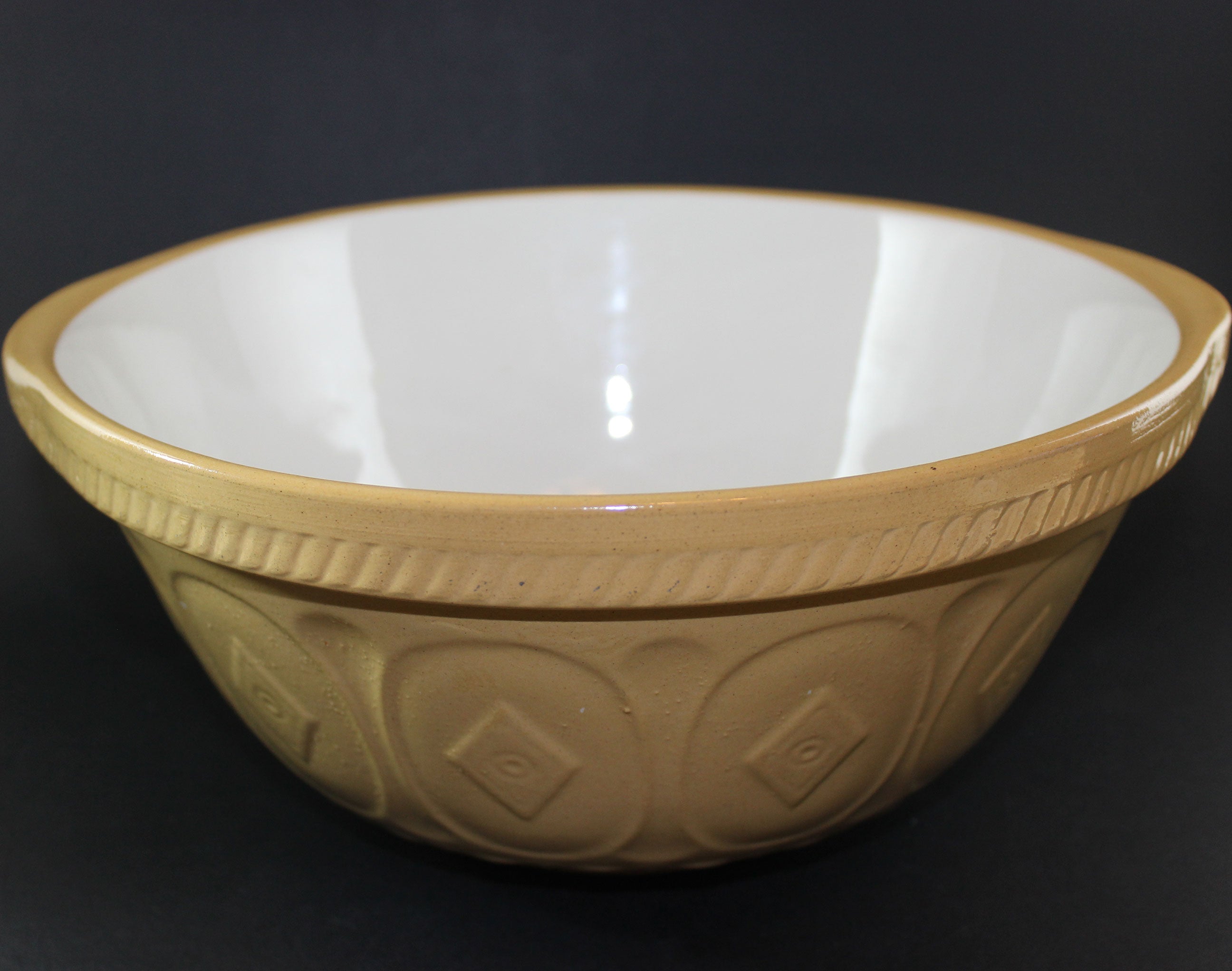 T. G. Green, Vintage Yellow Ware Gripstand Mixing Bowl, 11 Inch