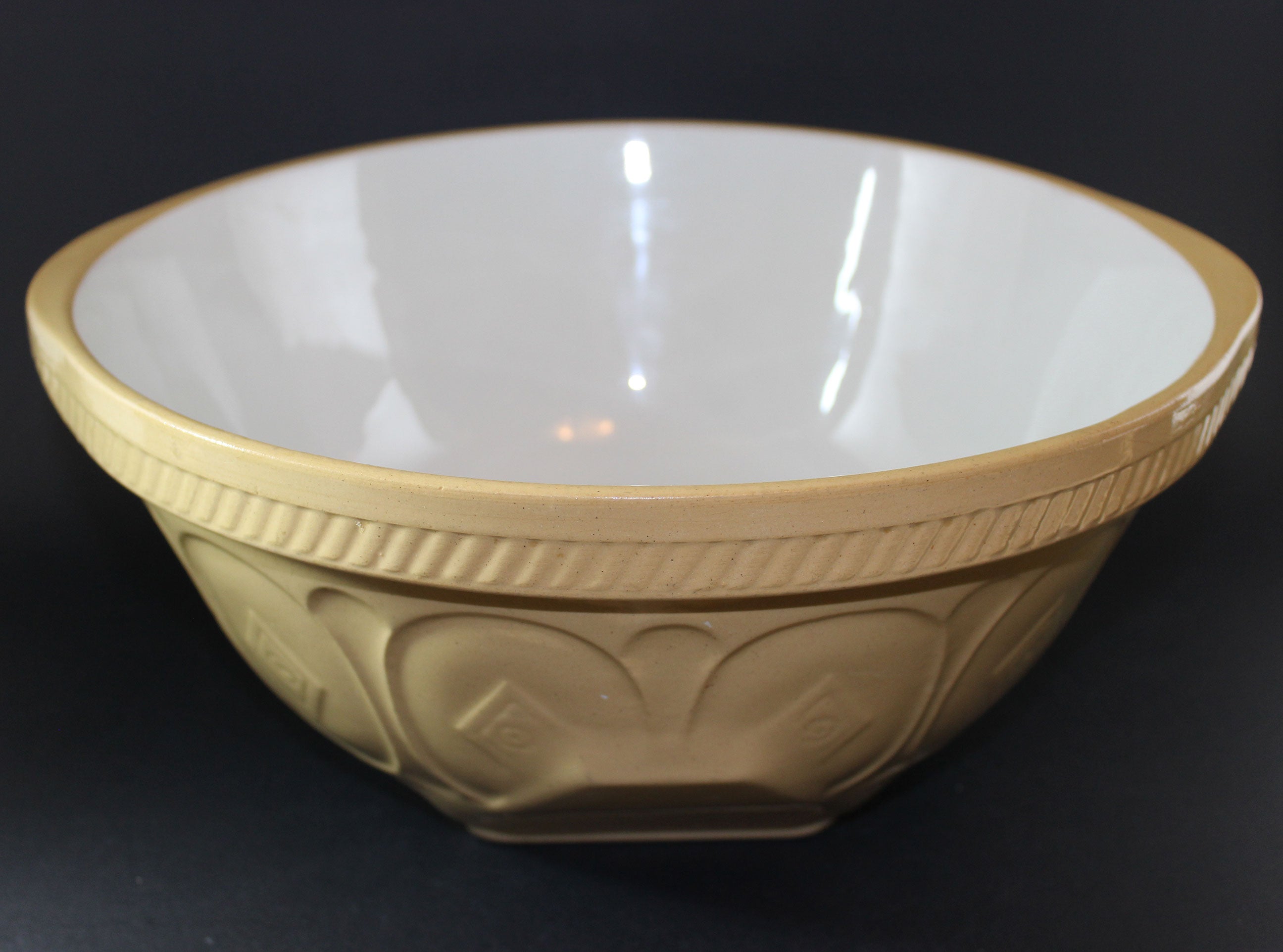 T. G. Green, Vintage Yellow Ware Gripstand Mixing Bowl, 12 Inch