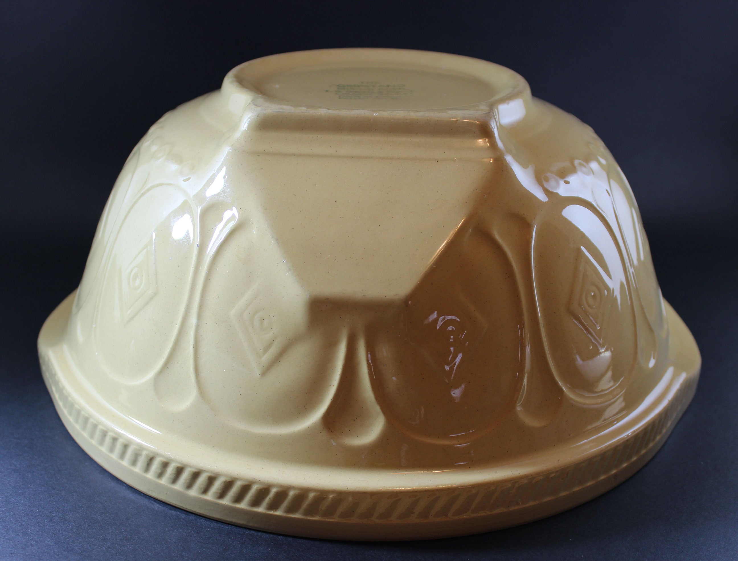 T. G. Green, Vintage Yellow Ware Gripstand Mixing Bowl, 12 Inch