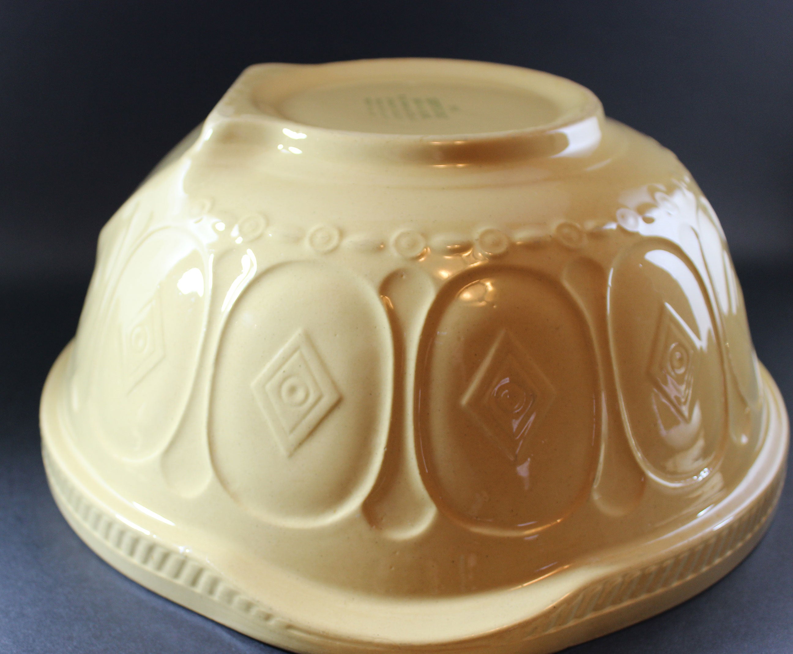 T. G. Green, Vintage Yellow Ware Gripstand Mixing Bowl, 12 Inch