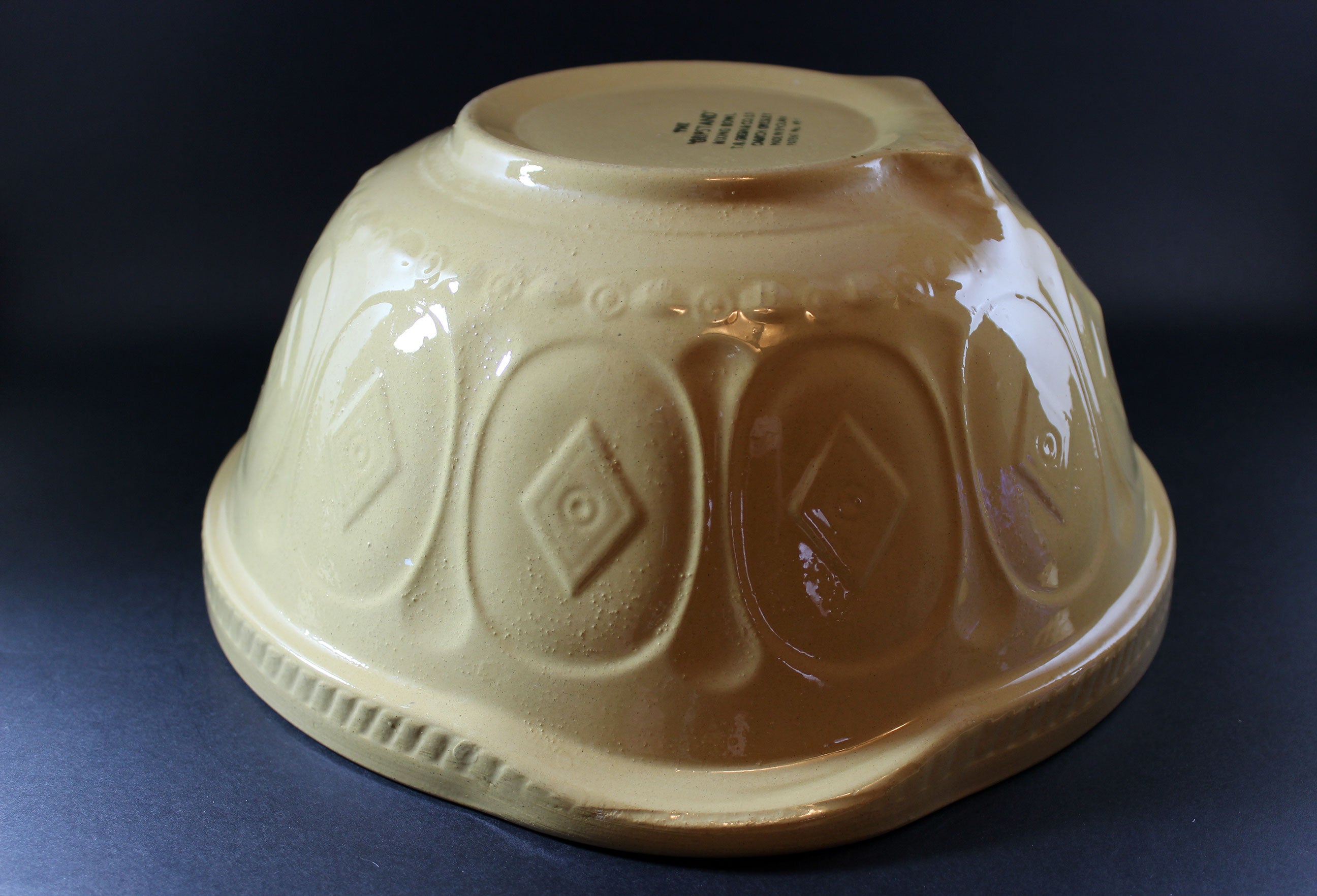 T. G. Green, Vintage Yellow Ware Gripstand Mixing Bowl, 11 Inch