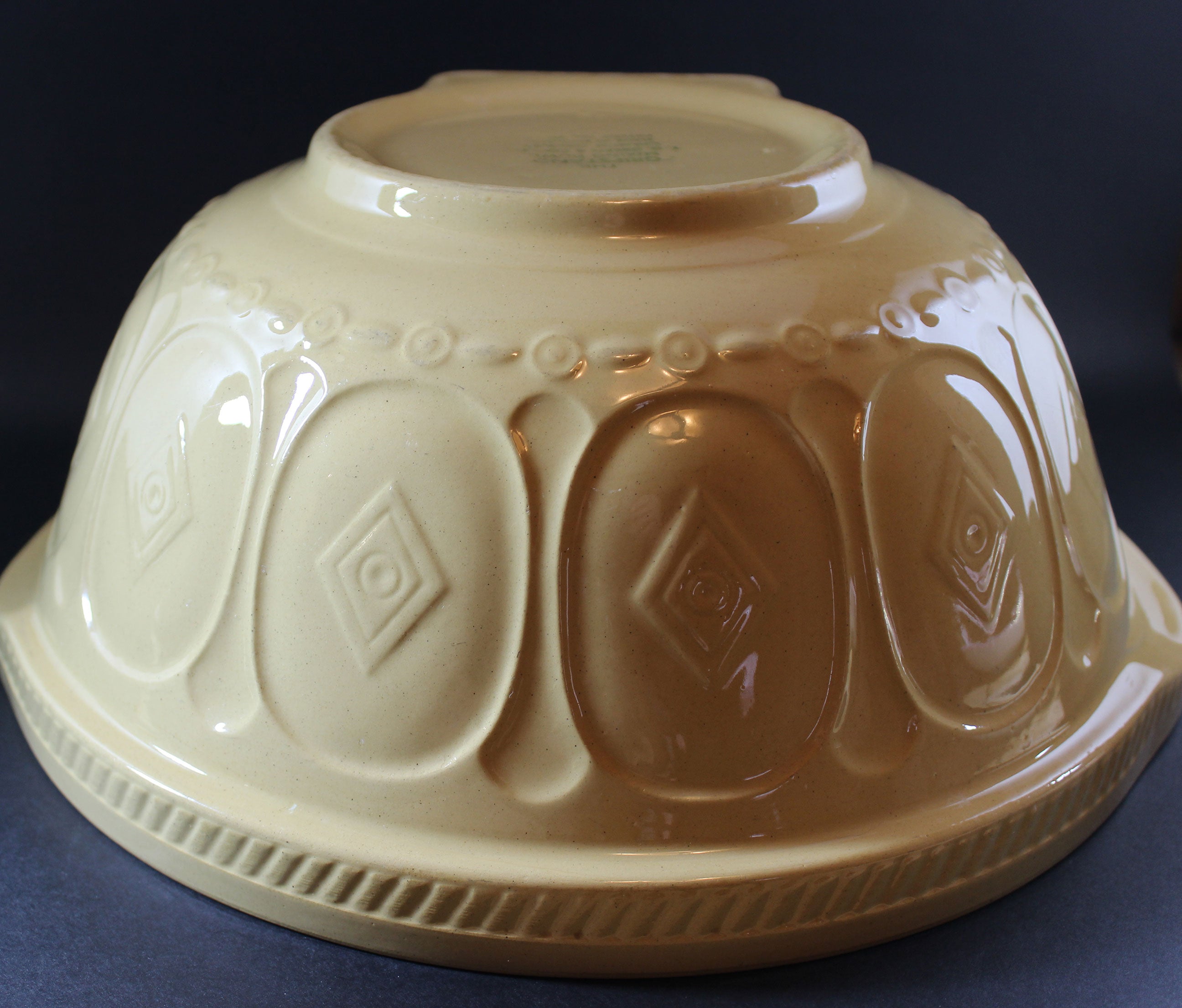 T. G. Green, Vintage Yellow Ware Gripstand Mixing Bowl, 12 Inch