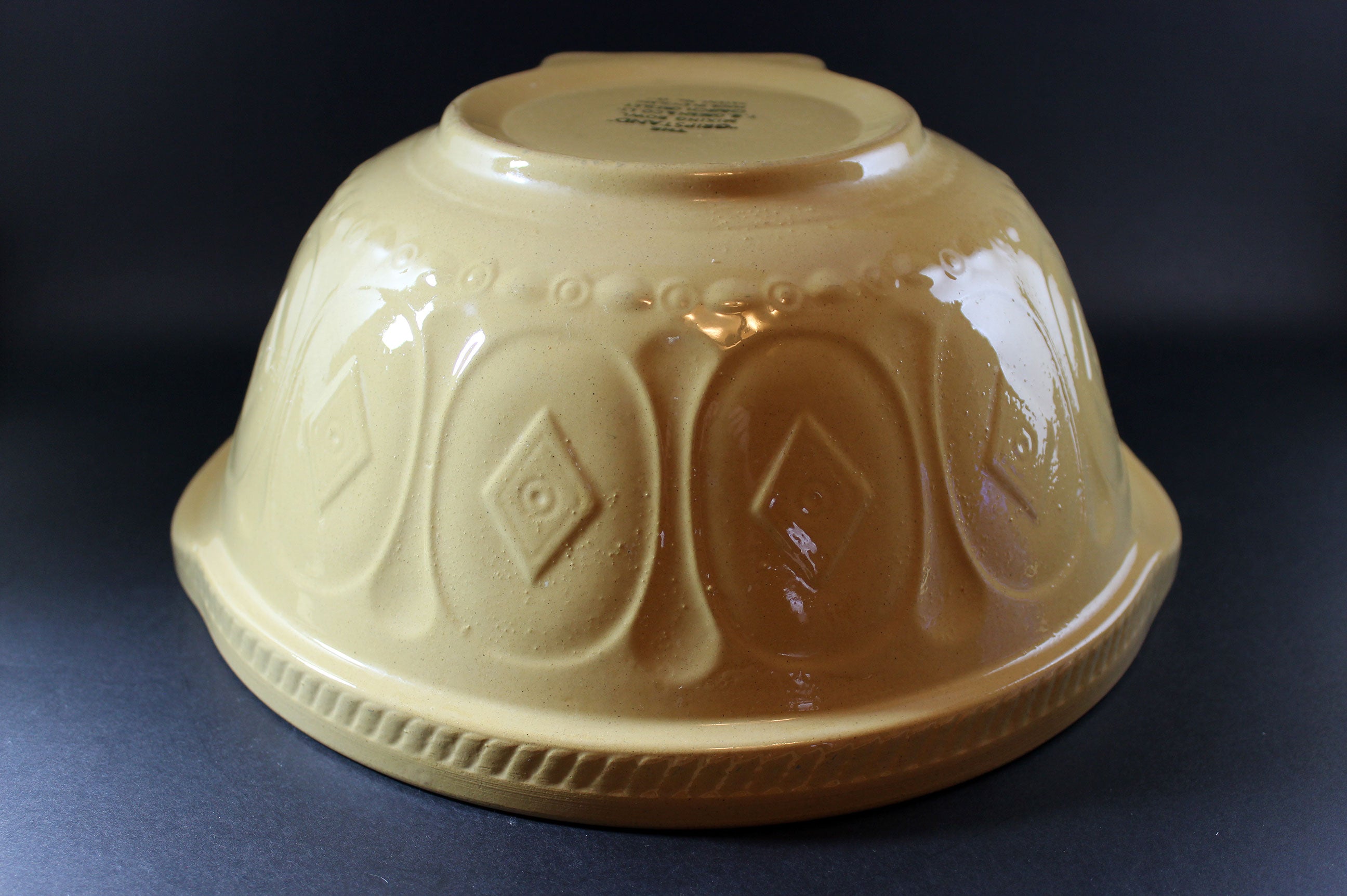 T. G. Green, Vintage Yellow Ware Gripstand Mixing Bowl, 11 Inch