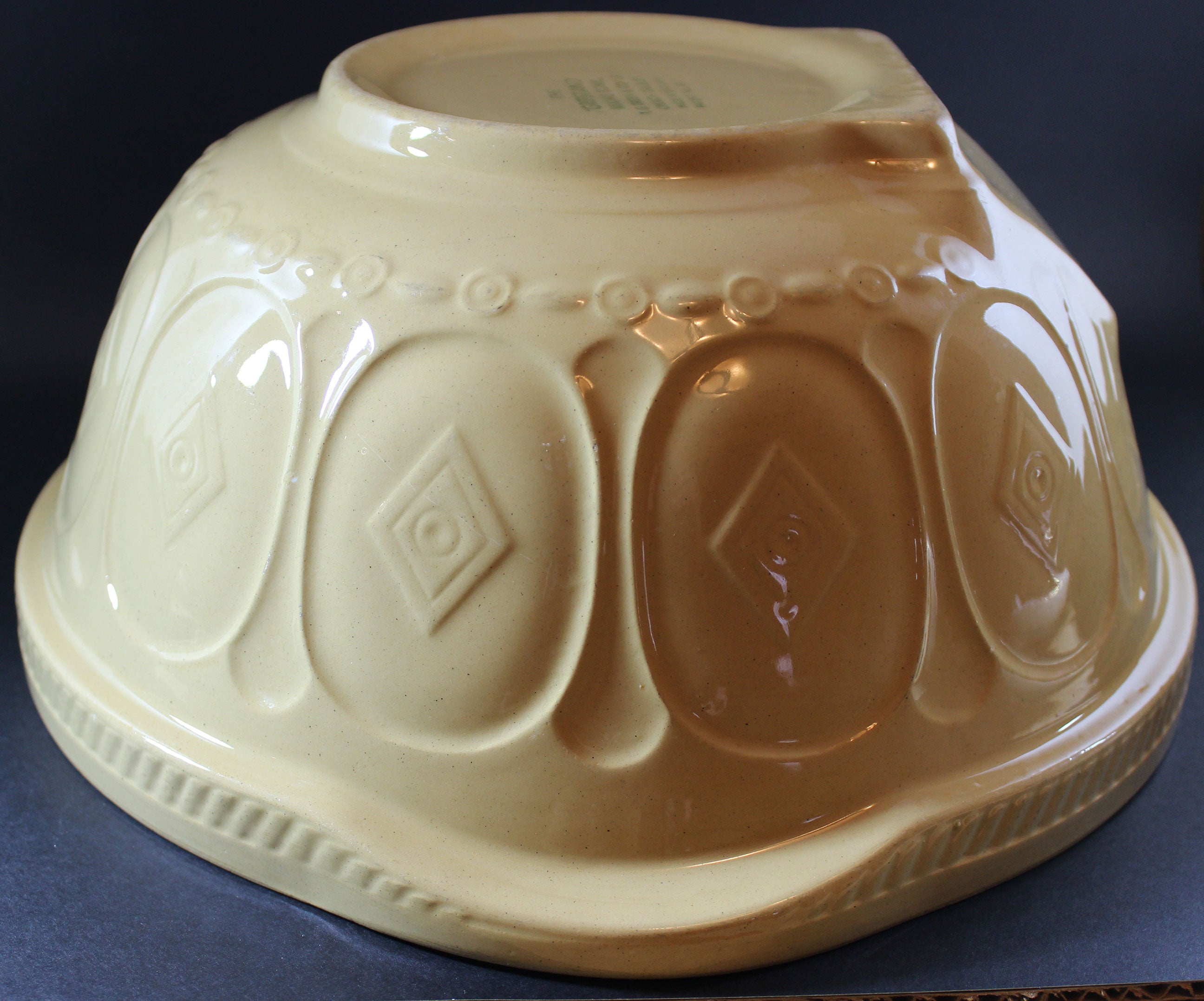 T. G. Green, Vintage Yellow Ware Gripstand Mixing Bowl, 12 Inch