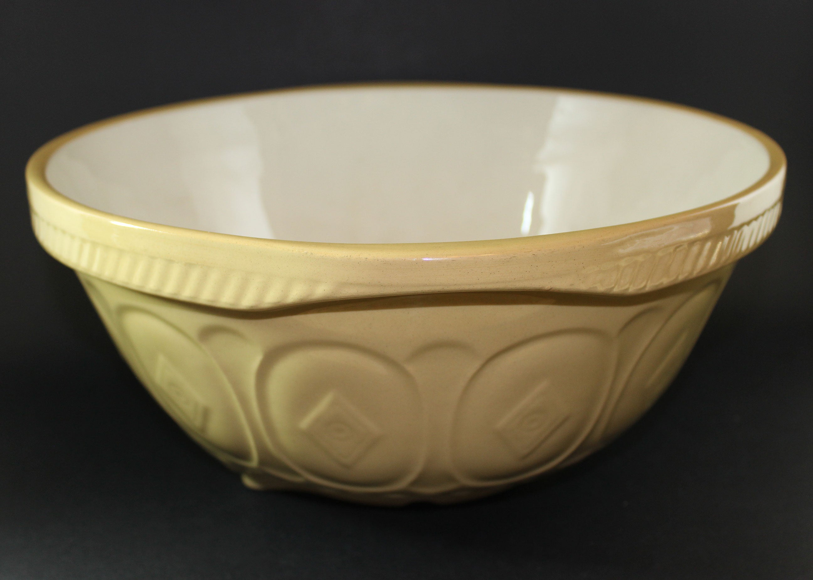 T. G. Green, Vintage Yellow Ware Gripstand Mixing Bowl, 13 Inches