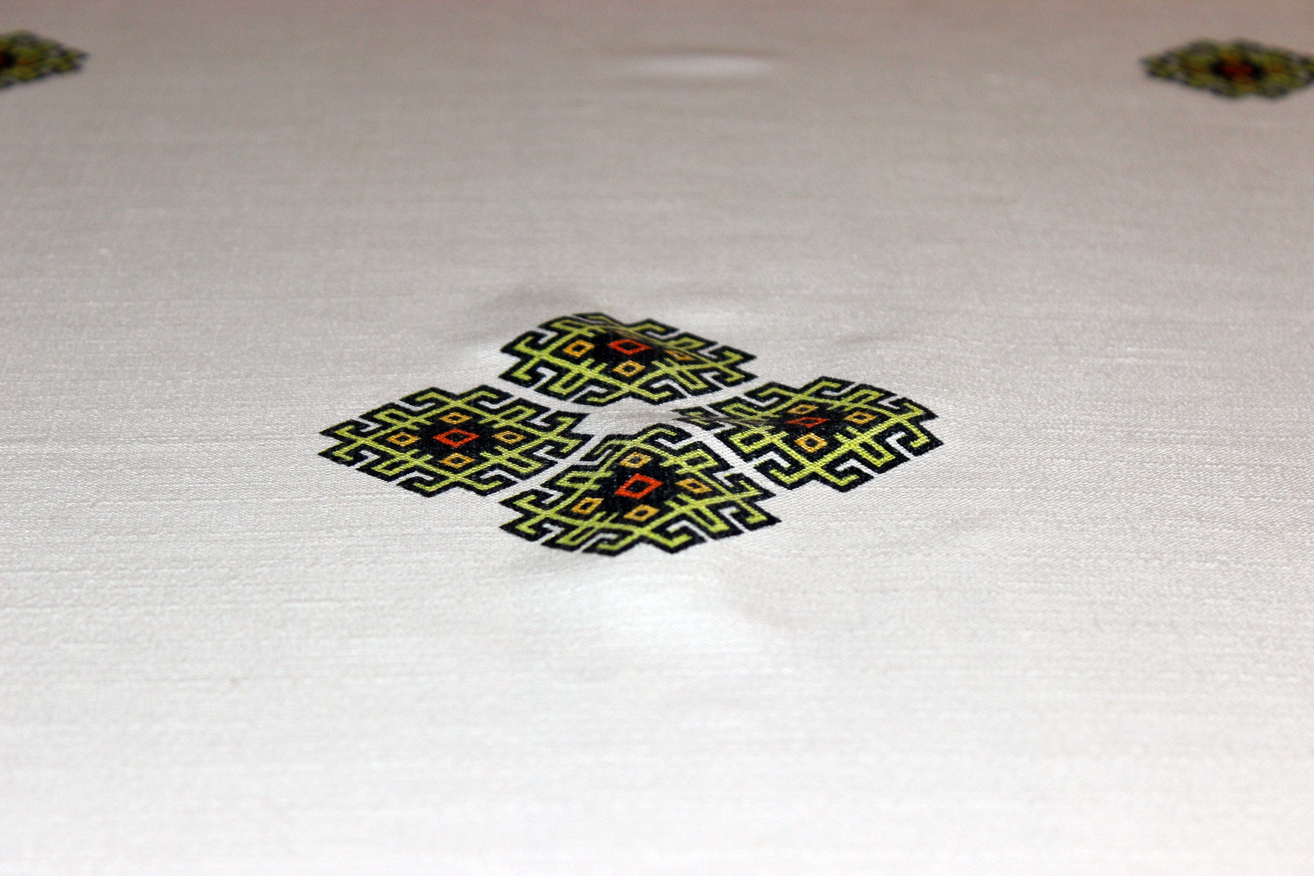 Ukrainian Print, Vintage Linen Tablecloth