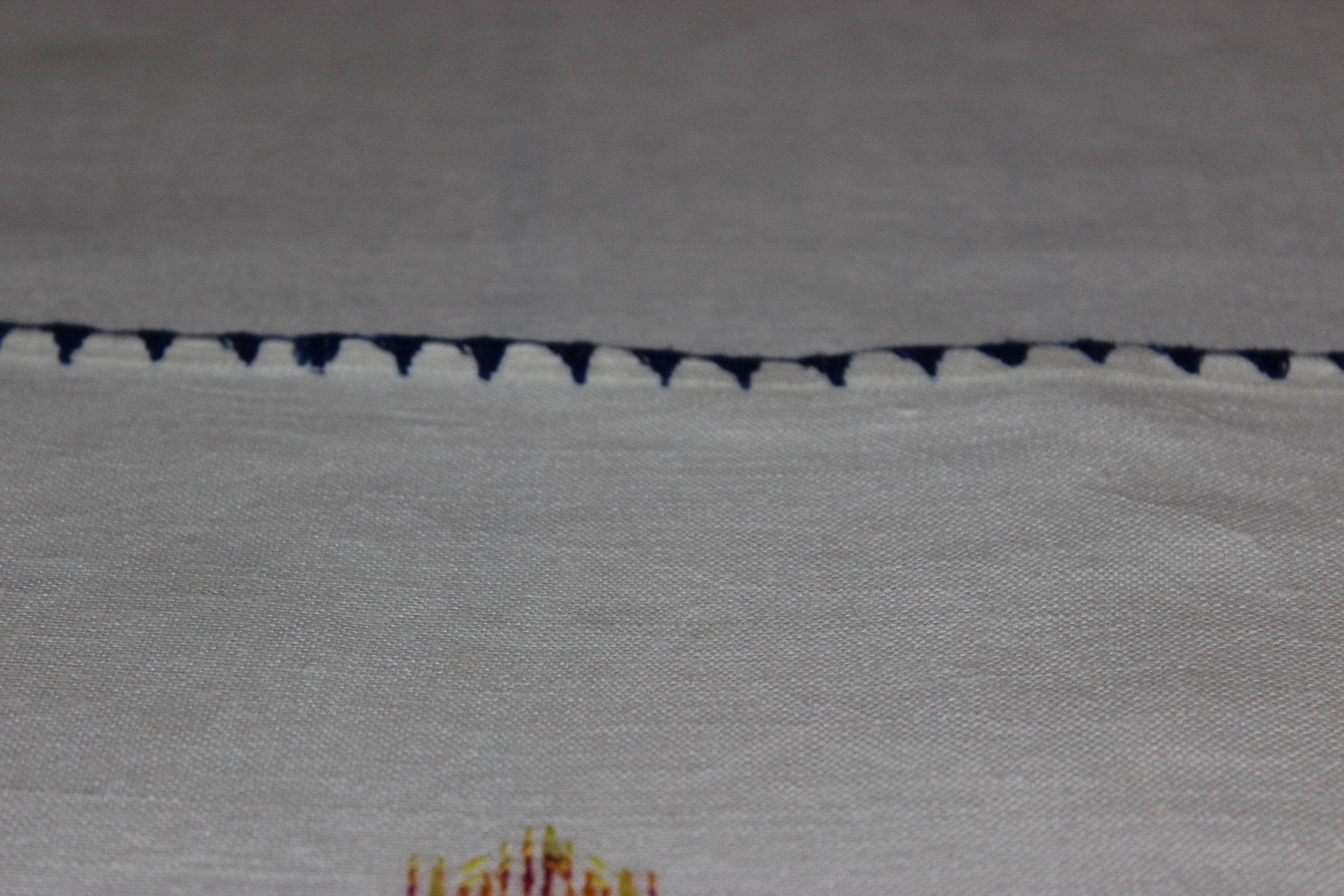 Vintage Cross Stitched Embroidered Linen Tablecloth