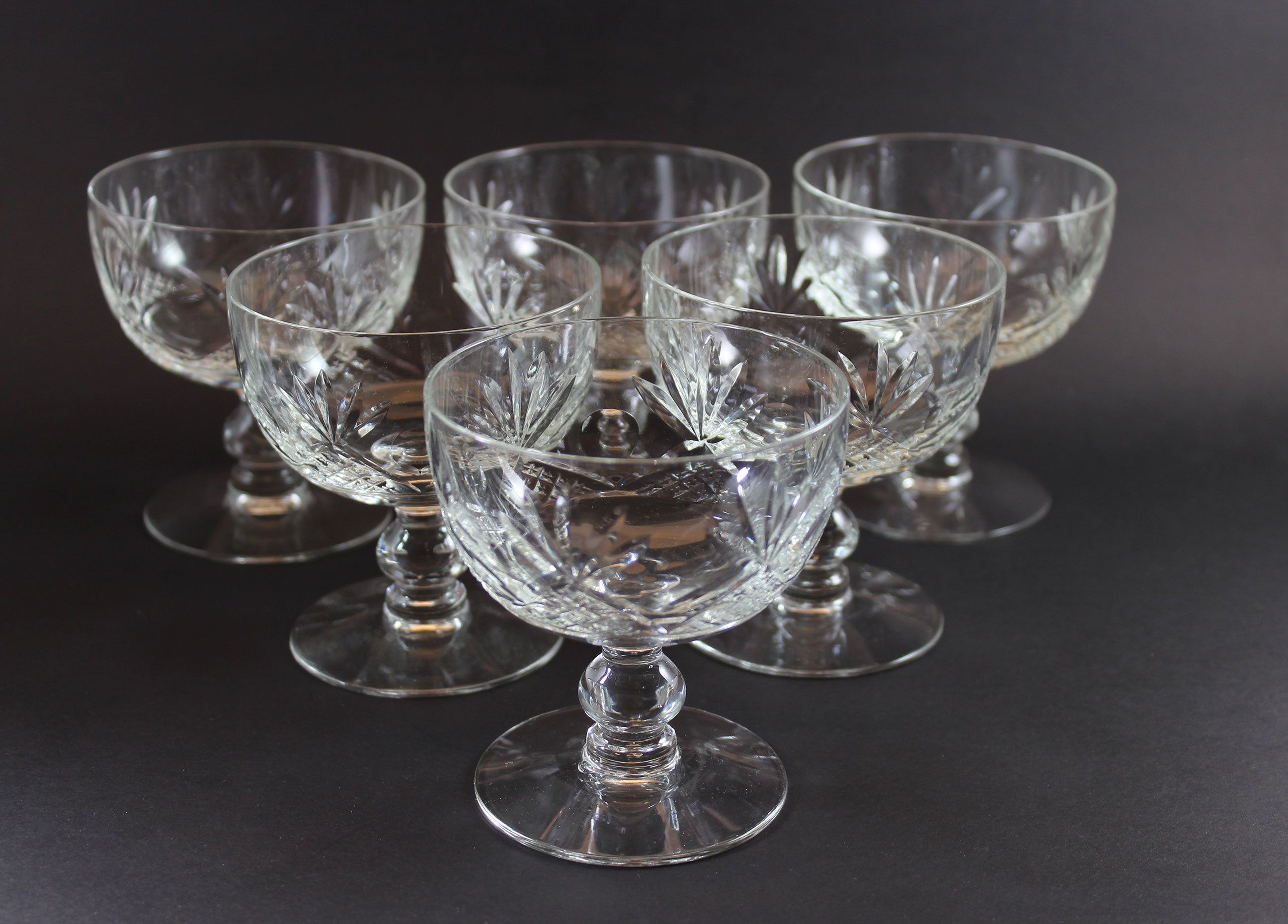 Webb Corbett Crystal, Champagne or Dessert Glasses, Unknown Pattern