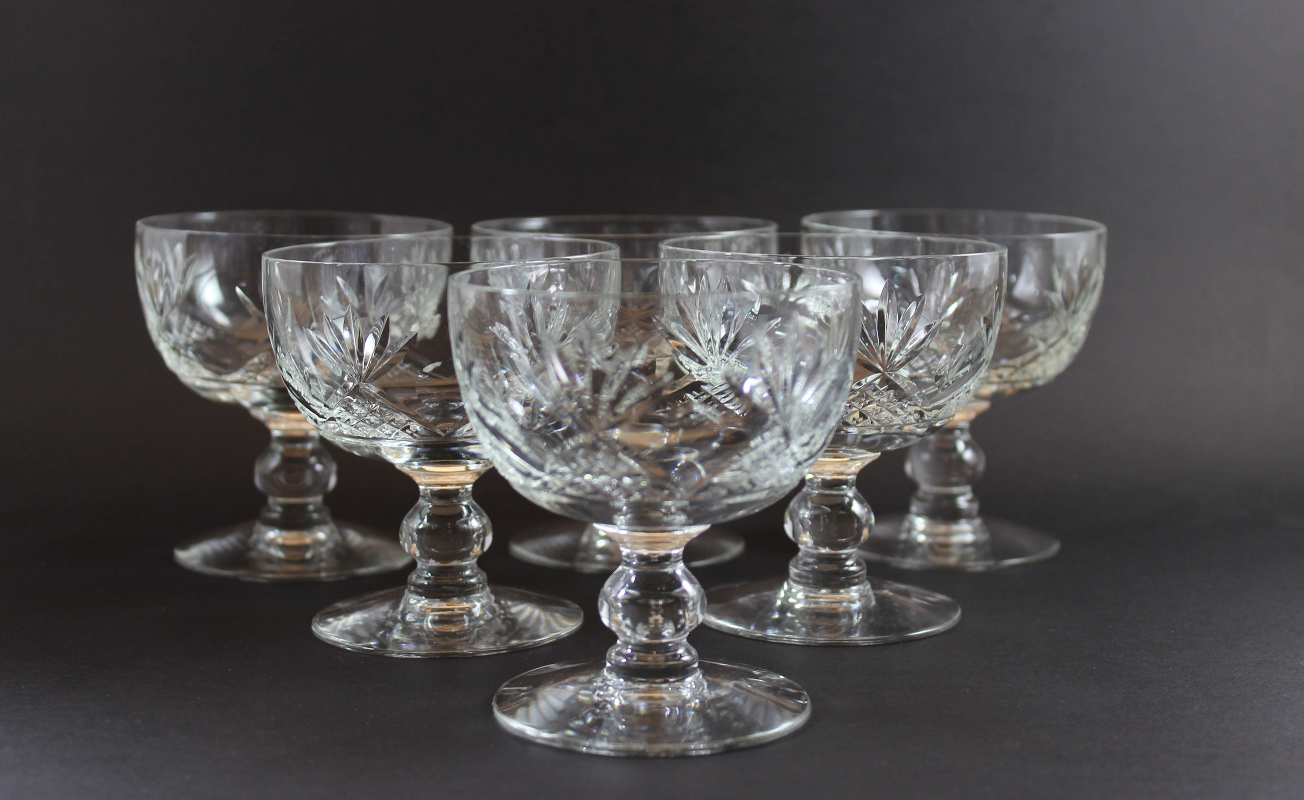Webb Corbett Crystal, Champagne or Dessert Glasses, Unknown Pattern