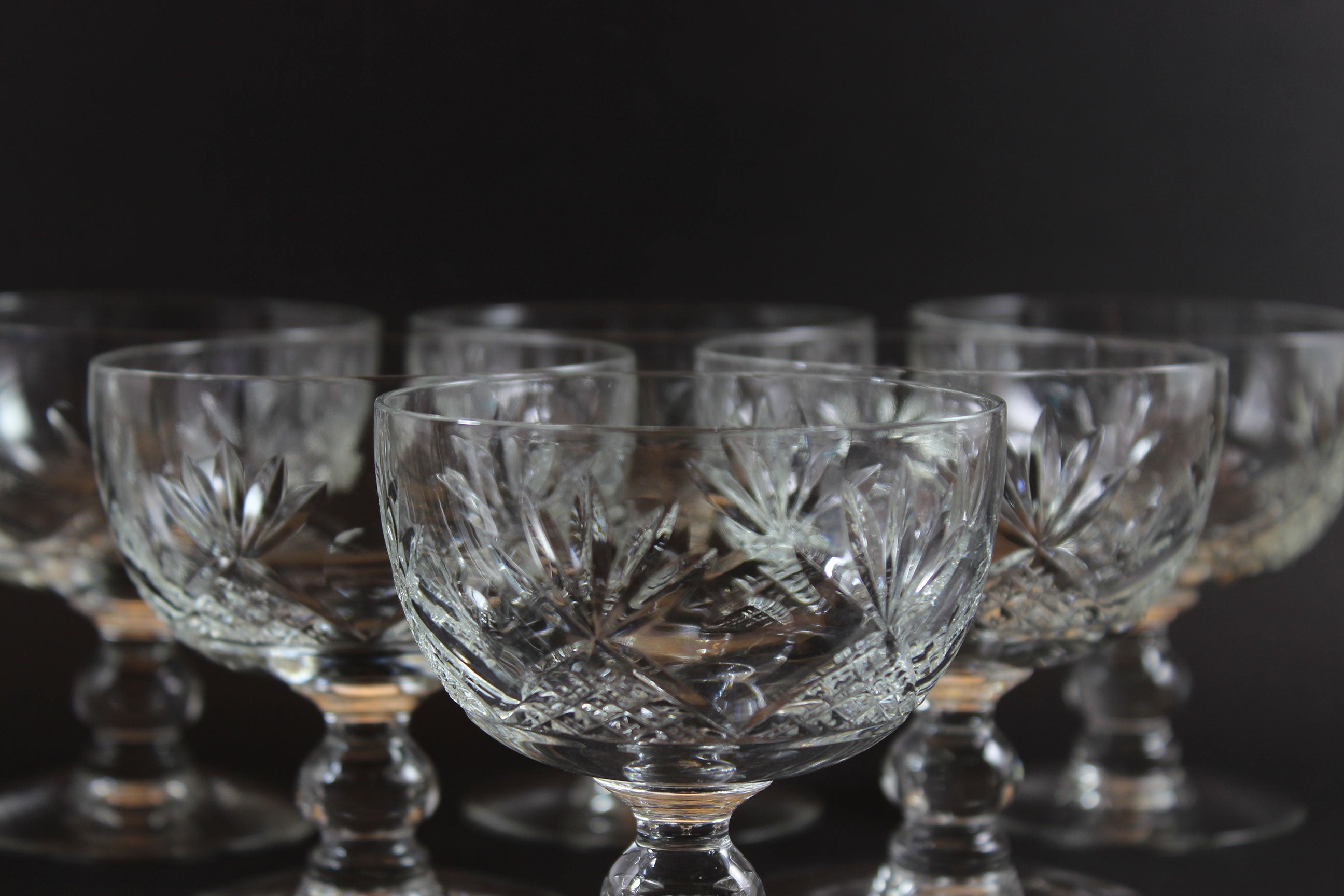 Webb Corbett Crystal, Champagne or Dessert Glasses, Unknown Pattern