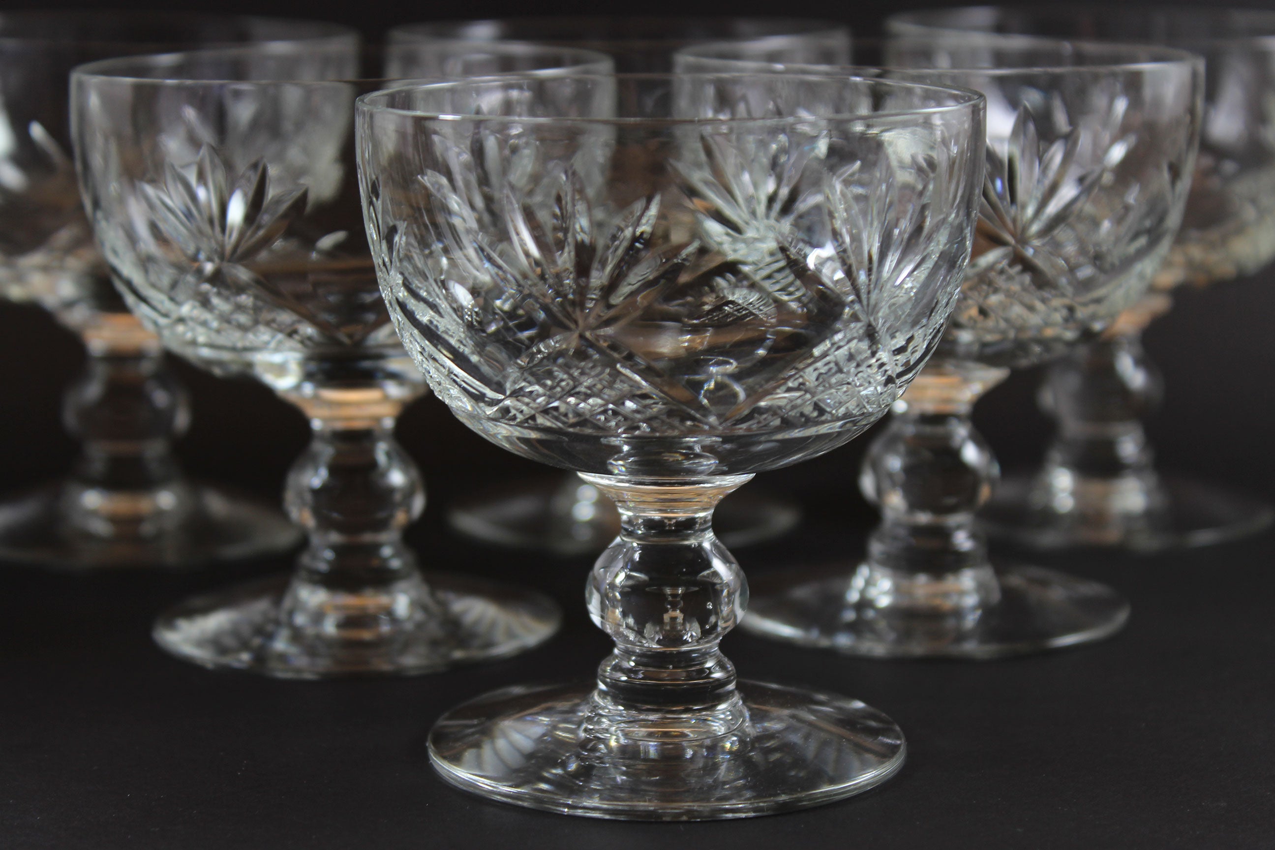 Webb Corbett Crystal, Champagne or Dessert Glasses, Unknown Pattern