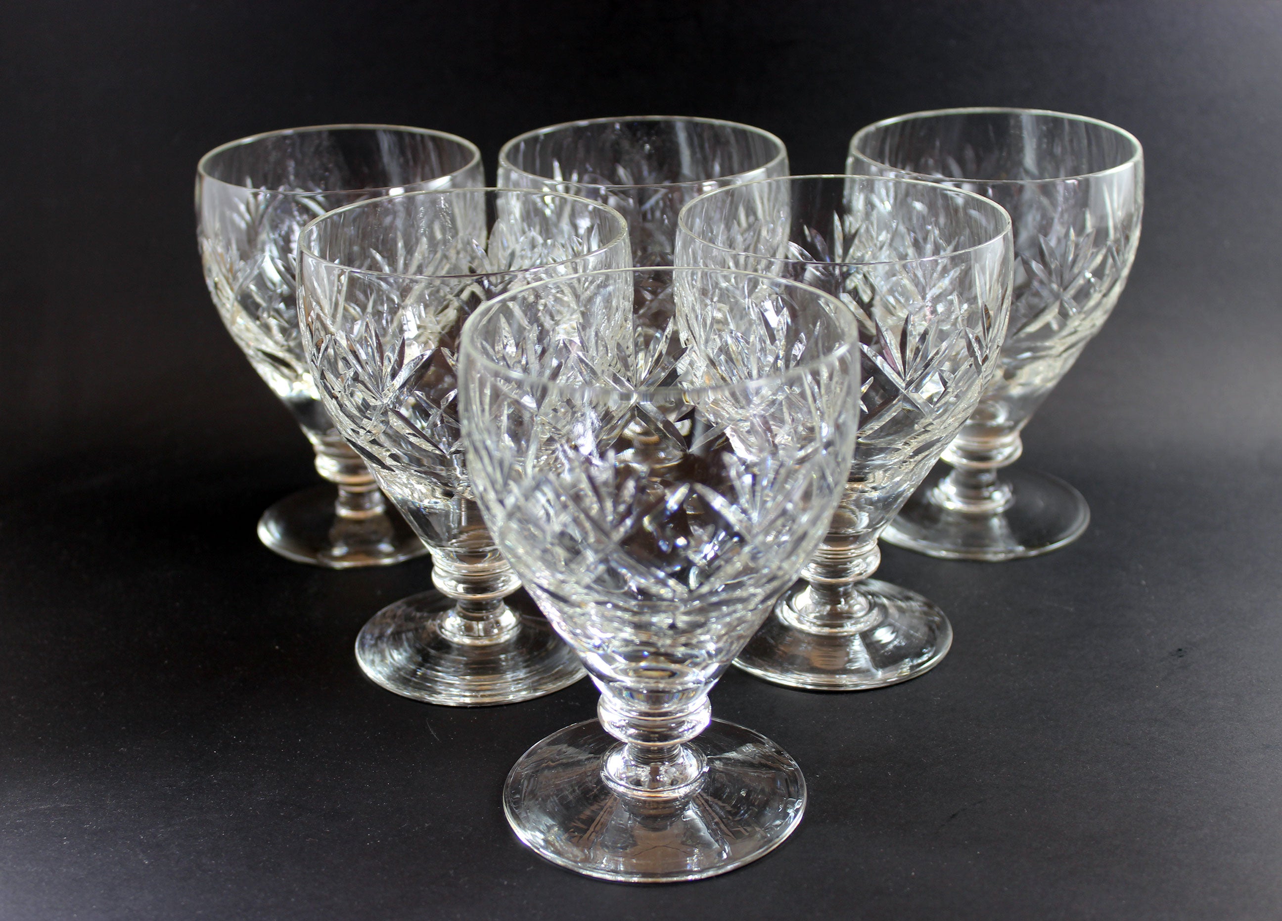 Webb Corbett Crystal, Water Goblets, Georgian Pattern