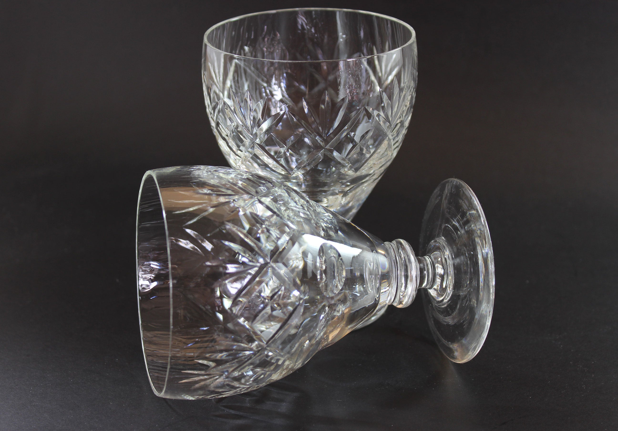 Webb Corbett Crystal, Water Goblets, Georgian Pattern