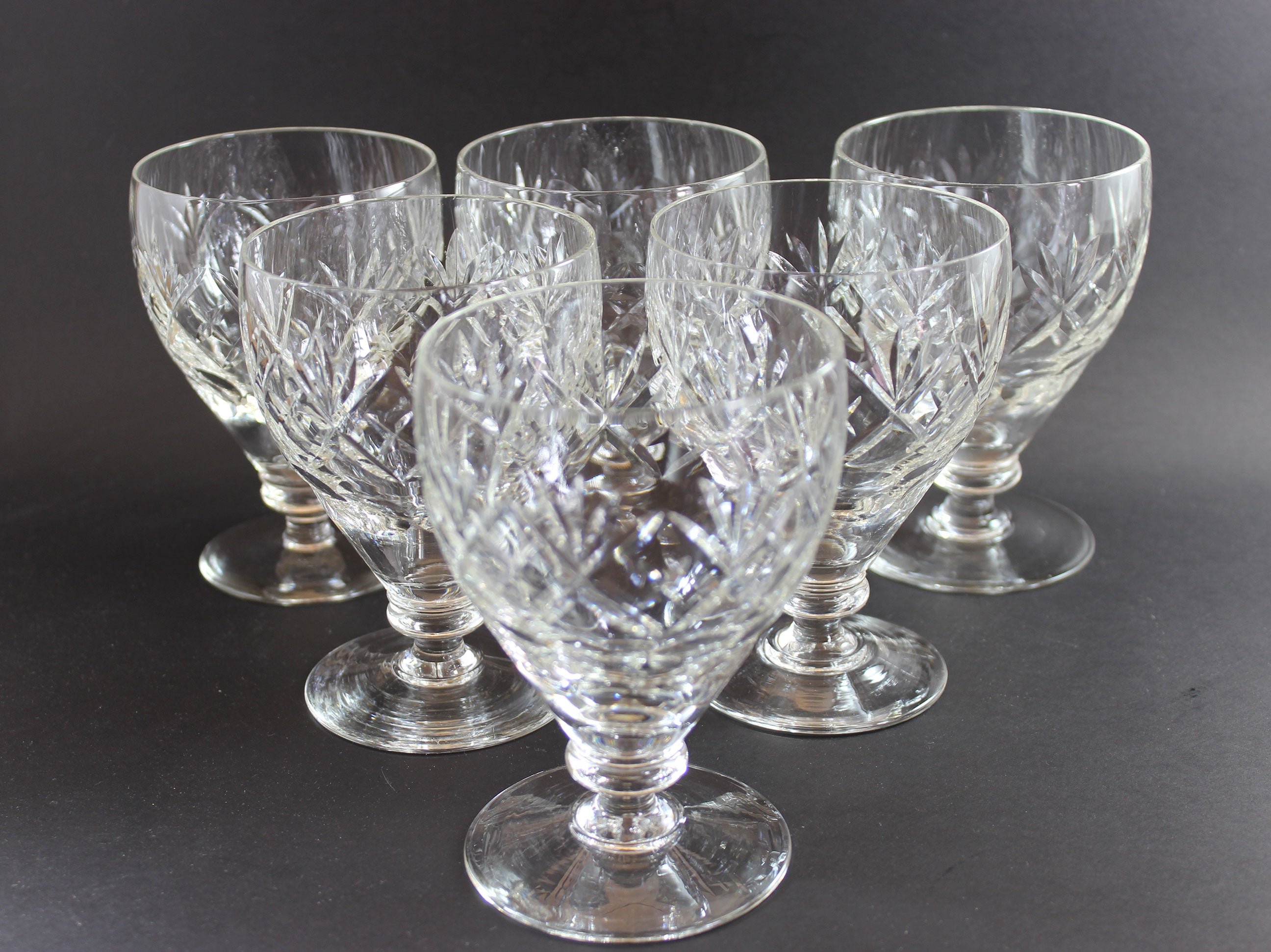 Webb Corbett Crystal, Water Goblets, Georgian Pattern