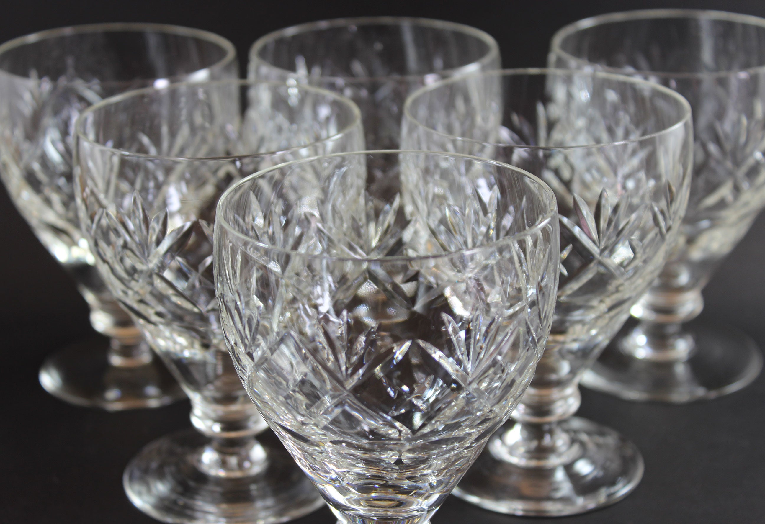 Webb Corbett Crystal, Water Goblets, Georgian Pattern