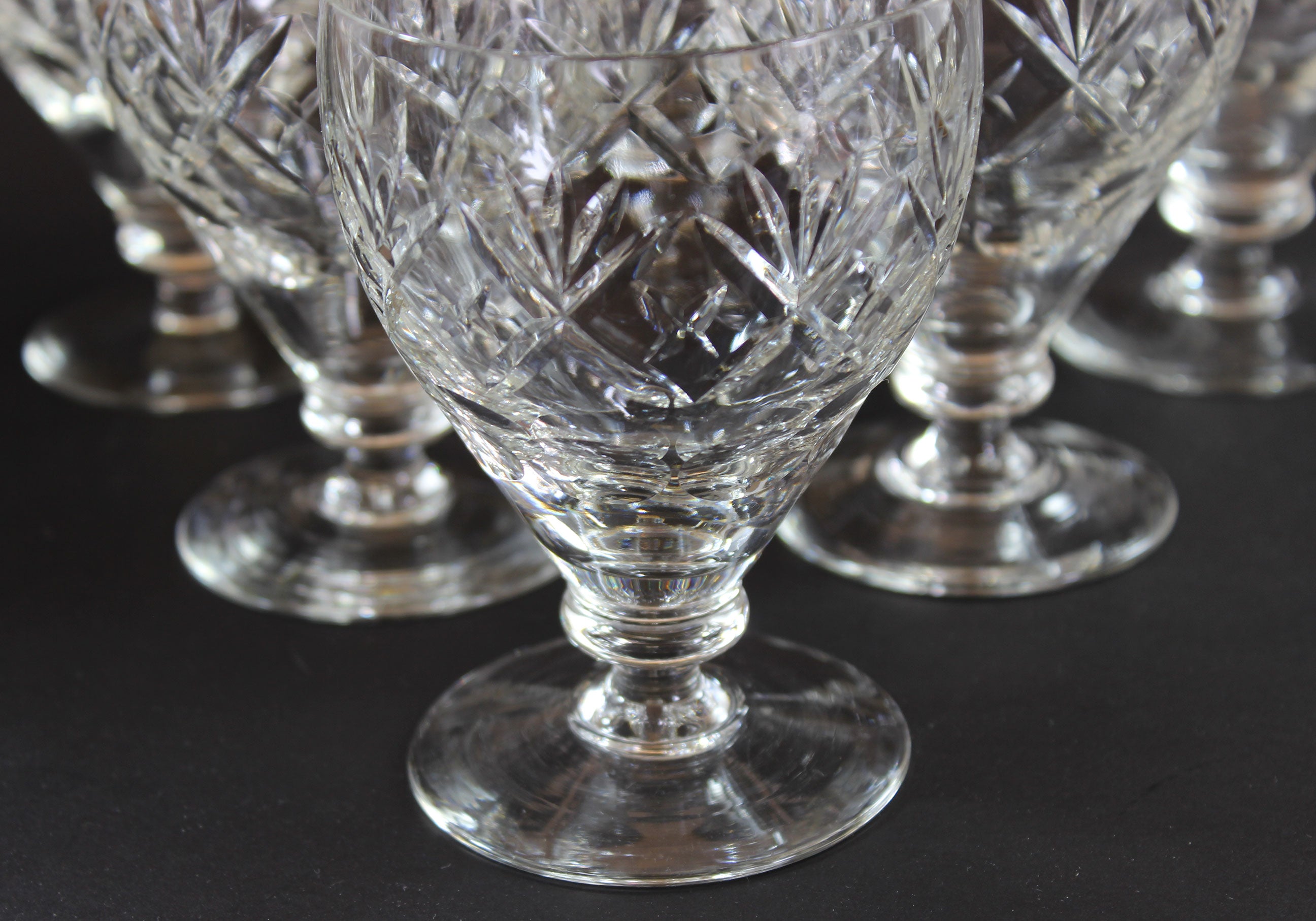 Webb Corbett Crystal, Water Goblets, Georgian Pattern