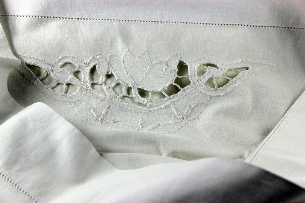 Vintage White Cut Work Embroidered Pillowcases