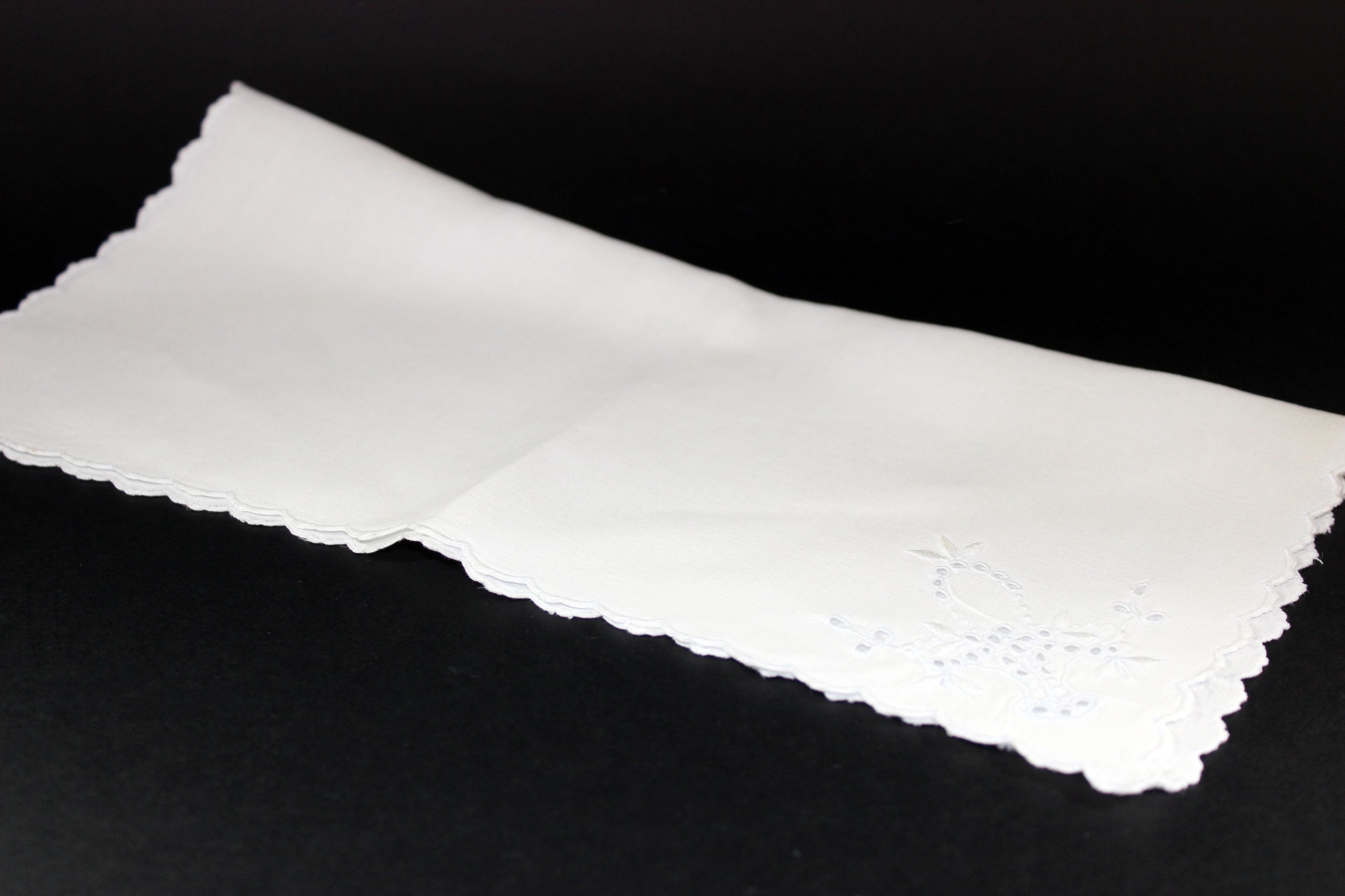 White Linen Embroidered Tea Napkins Basket