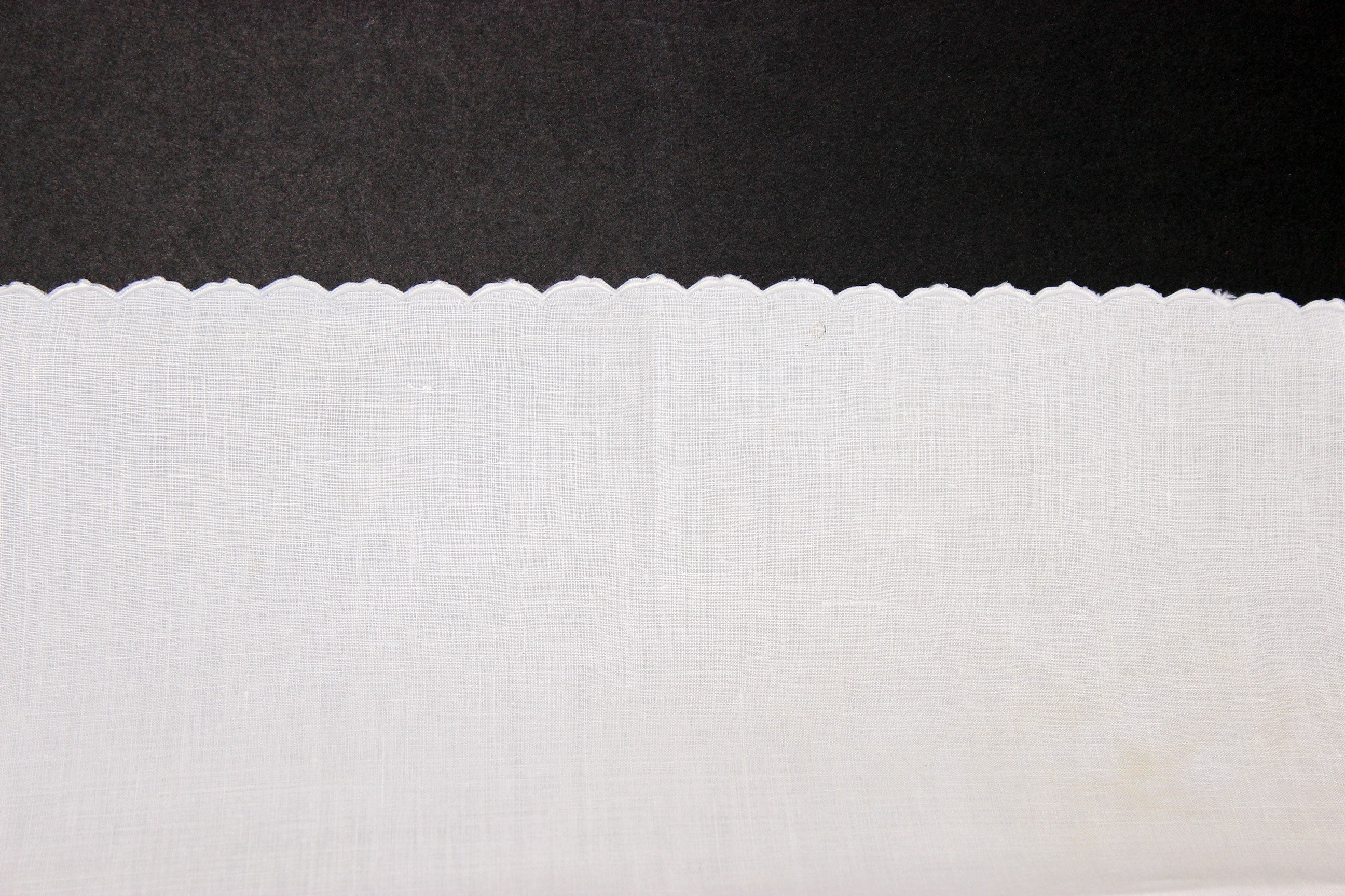 Scalloped Edge, Linen Luncheon or Tea Napkins, White Work Embroidery