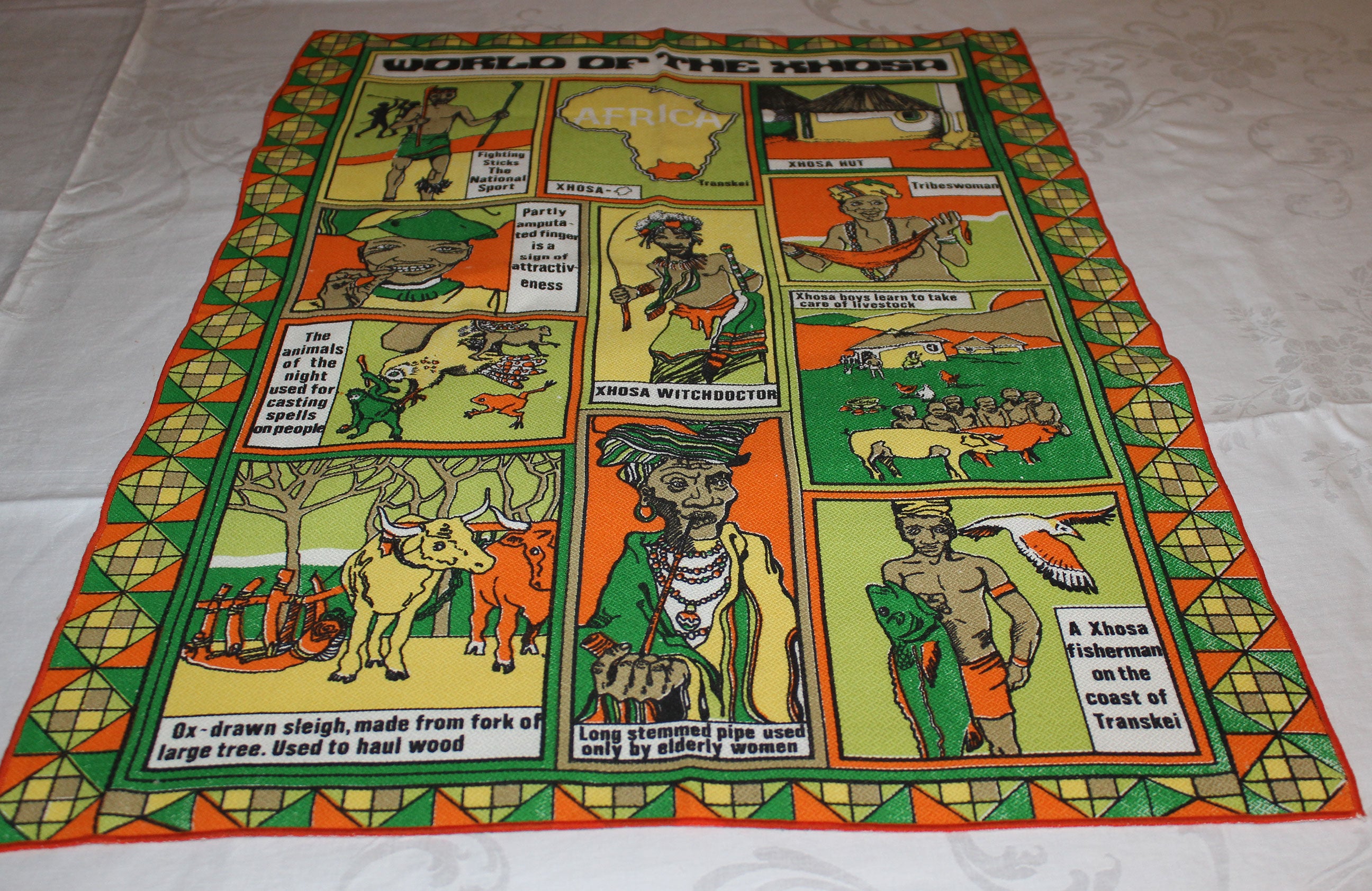 Souvenir Linen Tea Towel, World of the XHosa