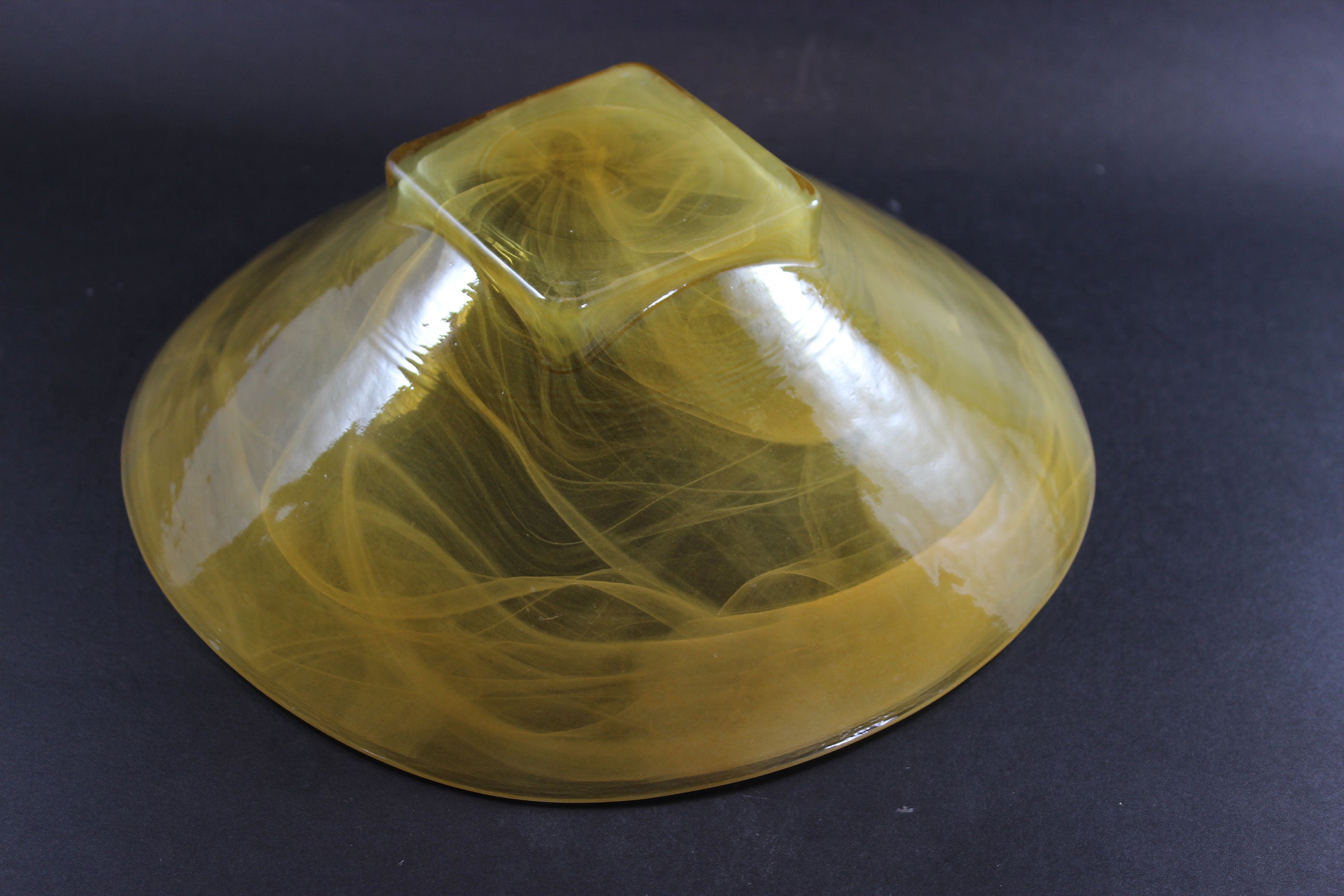 Art Glass Bowls, Yellow with White Swirls