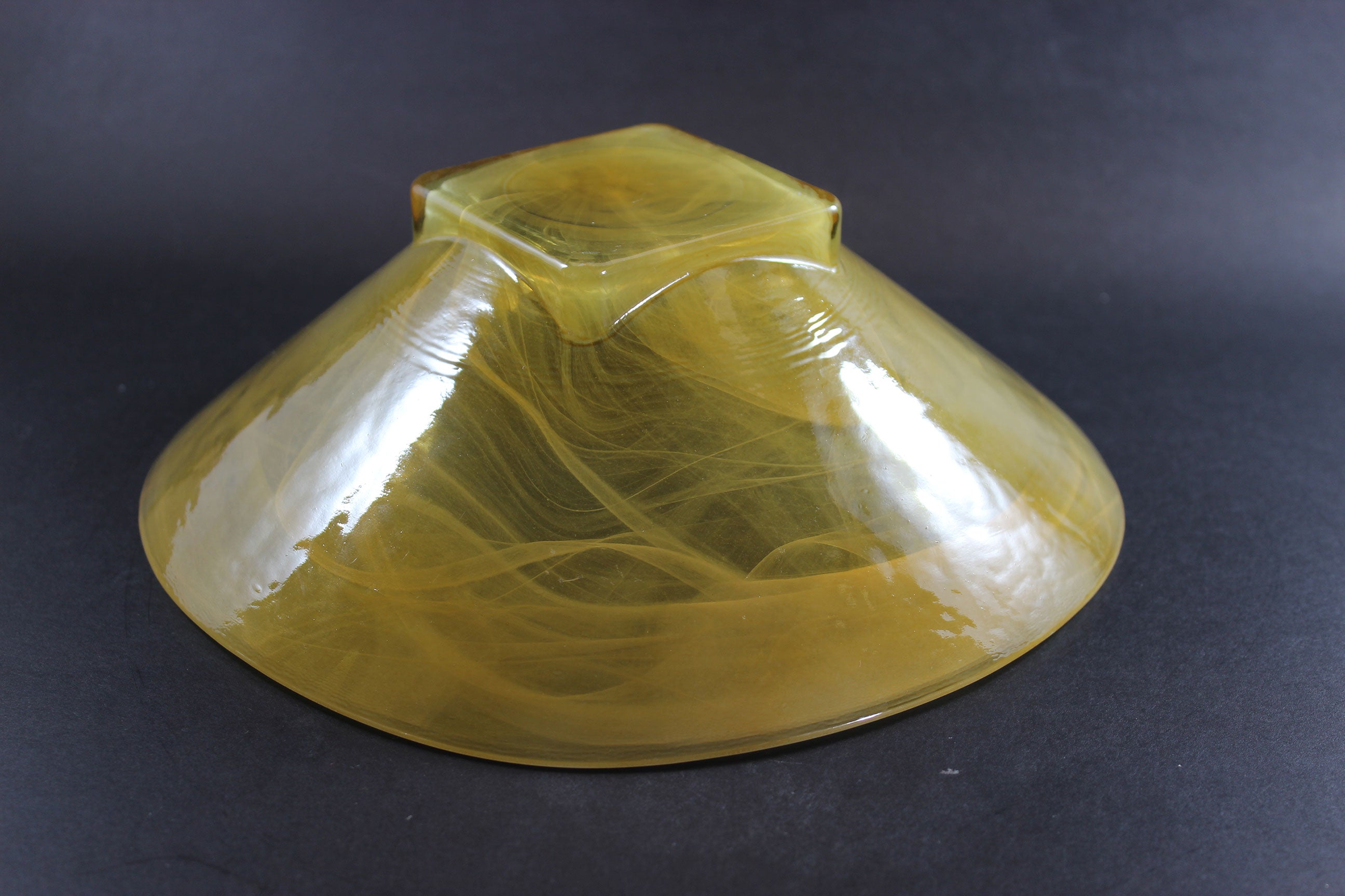Art Glass Bowls, Yellow with White Swirls